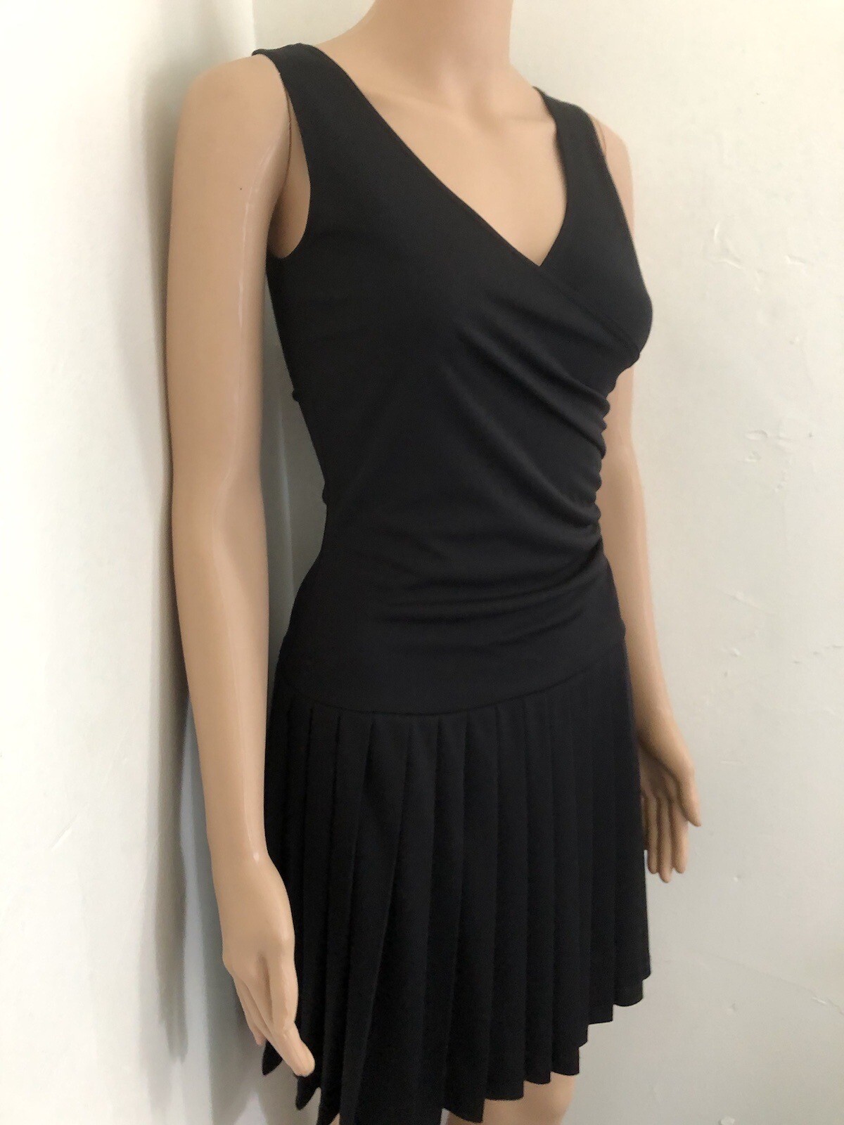 Vintage Taboo Crossover Black Lbd Y2k Drop Waist Pleated Skirt Dress