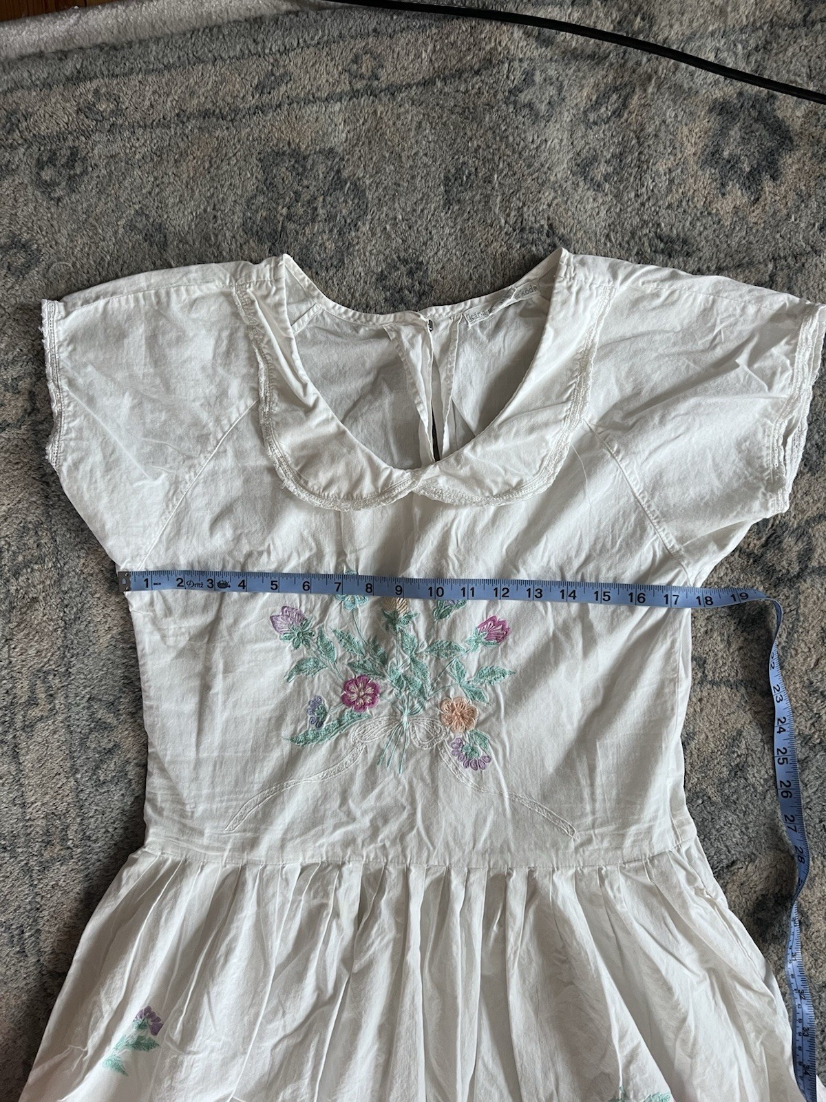 Vintage ‘karavan Dress Kode’ 100% Cotton With Floral Embroidery And Pockets