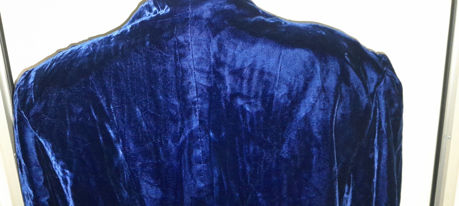 Vtg 30s 40s Style 80s 90s Deco Blue Crushed Mini Velvet Cropped Bolero Jacket M