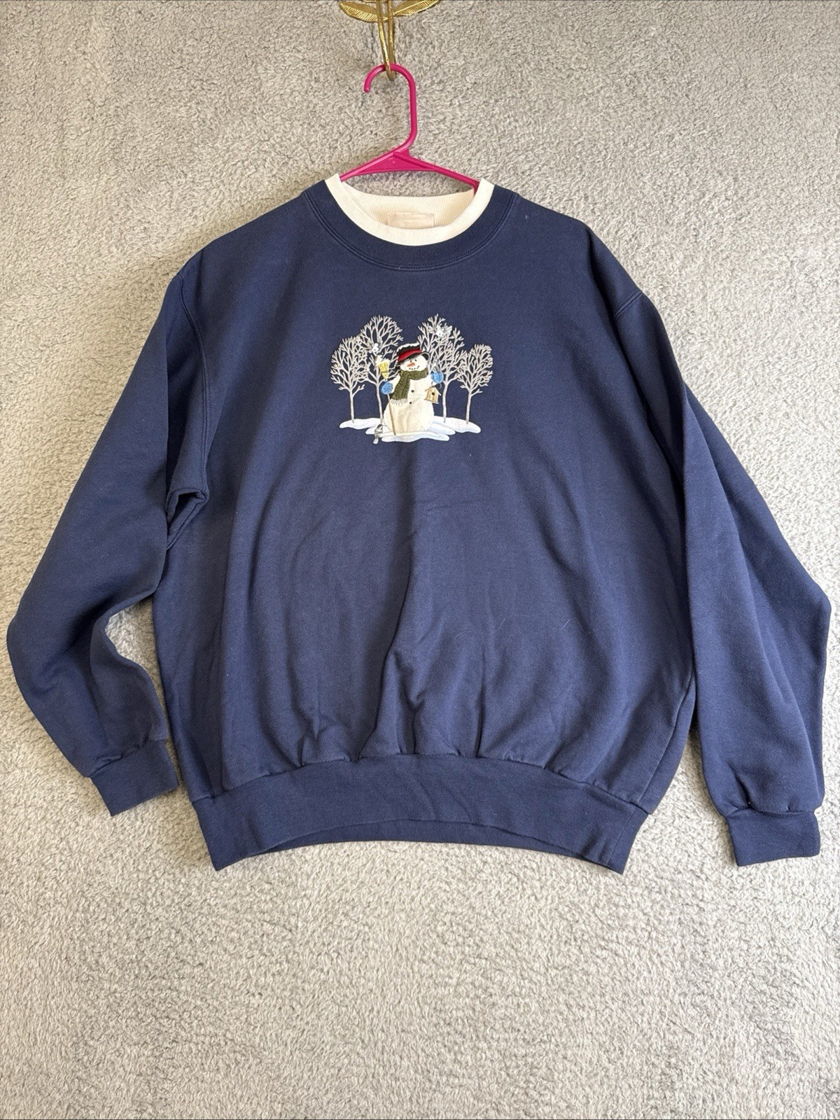 Top Stitch Morning Sun Vintage Crewneck Pullover Sweatshirt XL Snowman Christmas