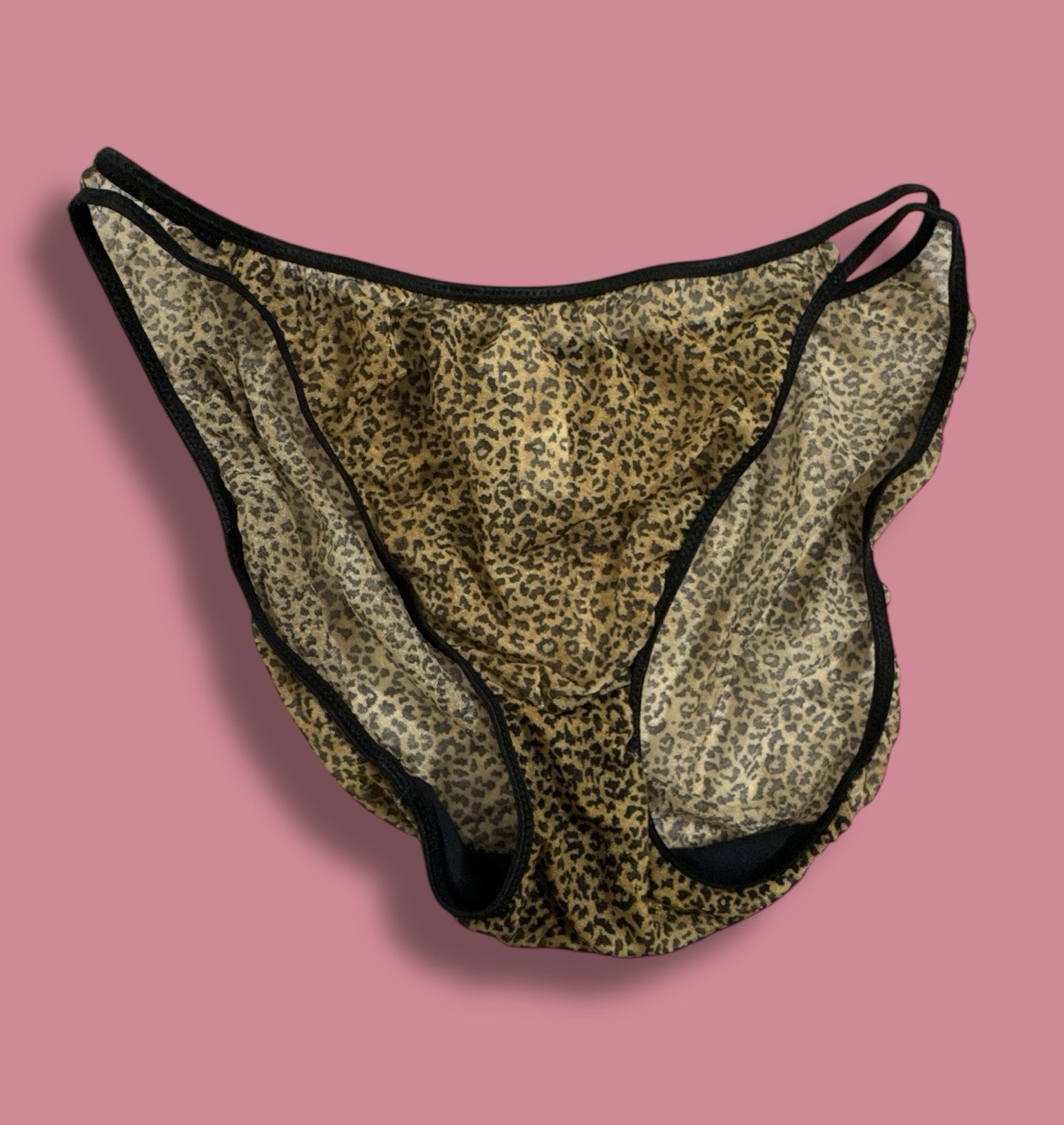 Vtg Victoria’s Secret size Large Double String Bikini Panty Leopard Cheetah