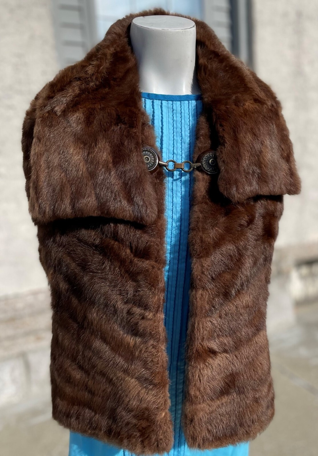 Vintage Genuine Brown Mink Fisher Fur Unmarked Ladies Retro Shoulder Shrug Stole