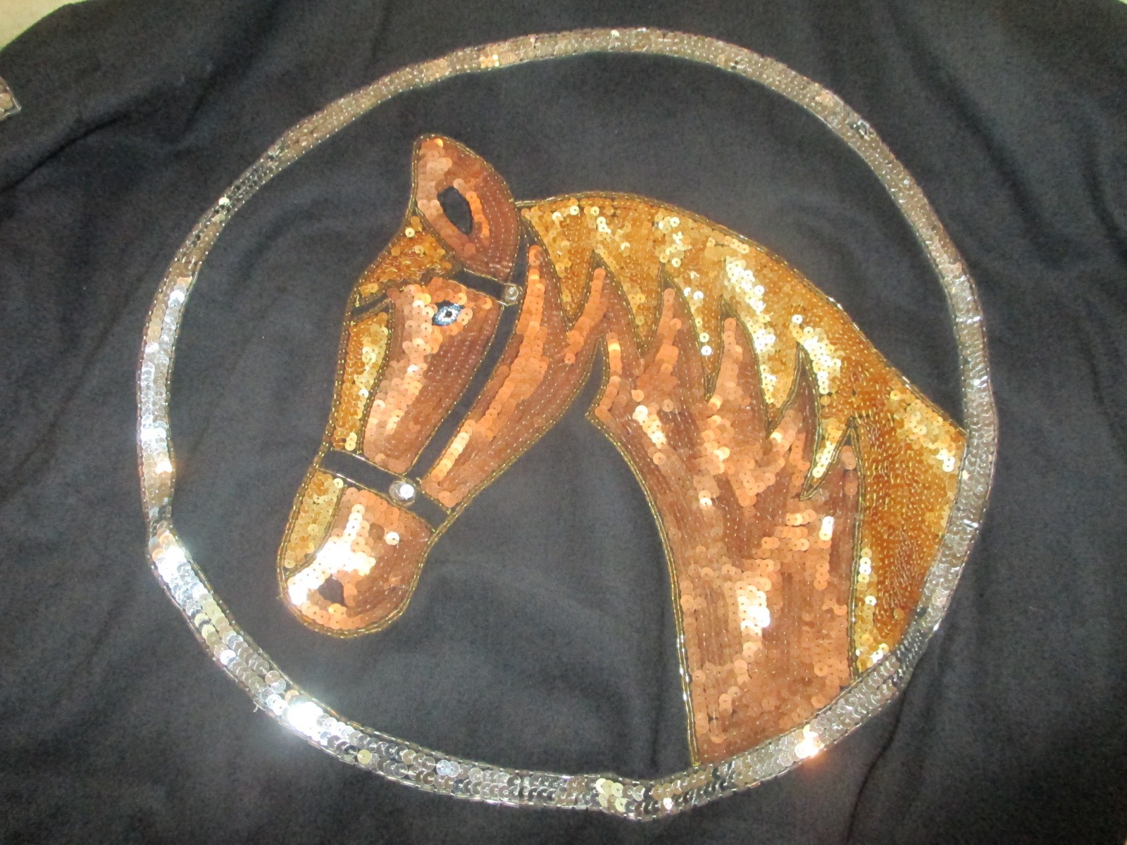 VTG MODI DENIM SEQUIN WESTERN HORSE HORSESHOES EQUESTRIAN WOMENS JACKET SML 6-8