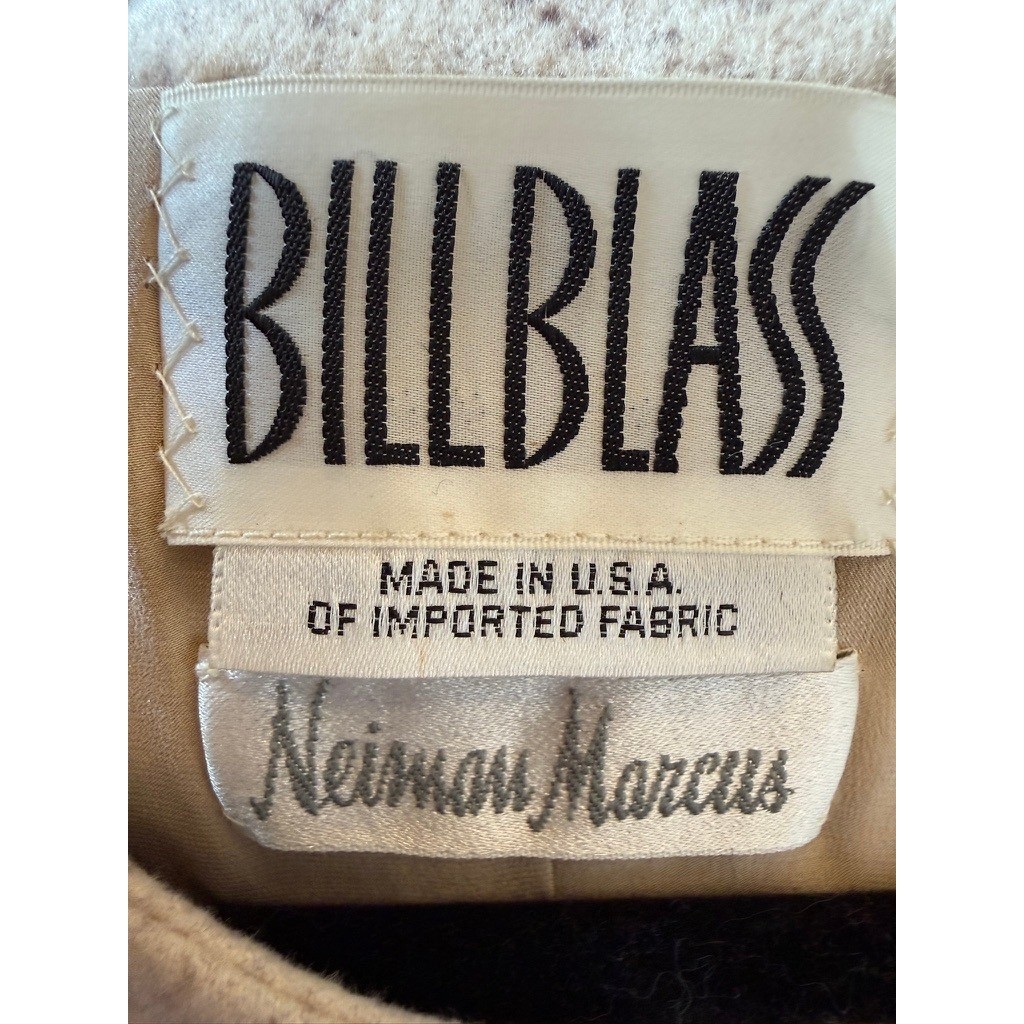 Bill Blass Neiman Marcus Vintage 90s Cream Speckled Cashmere Wool Coat Womens 14