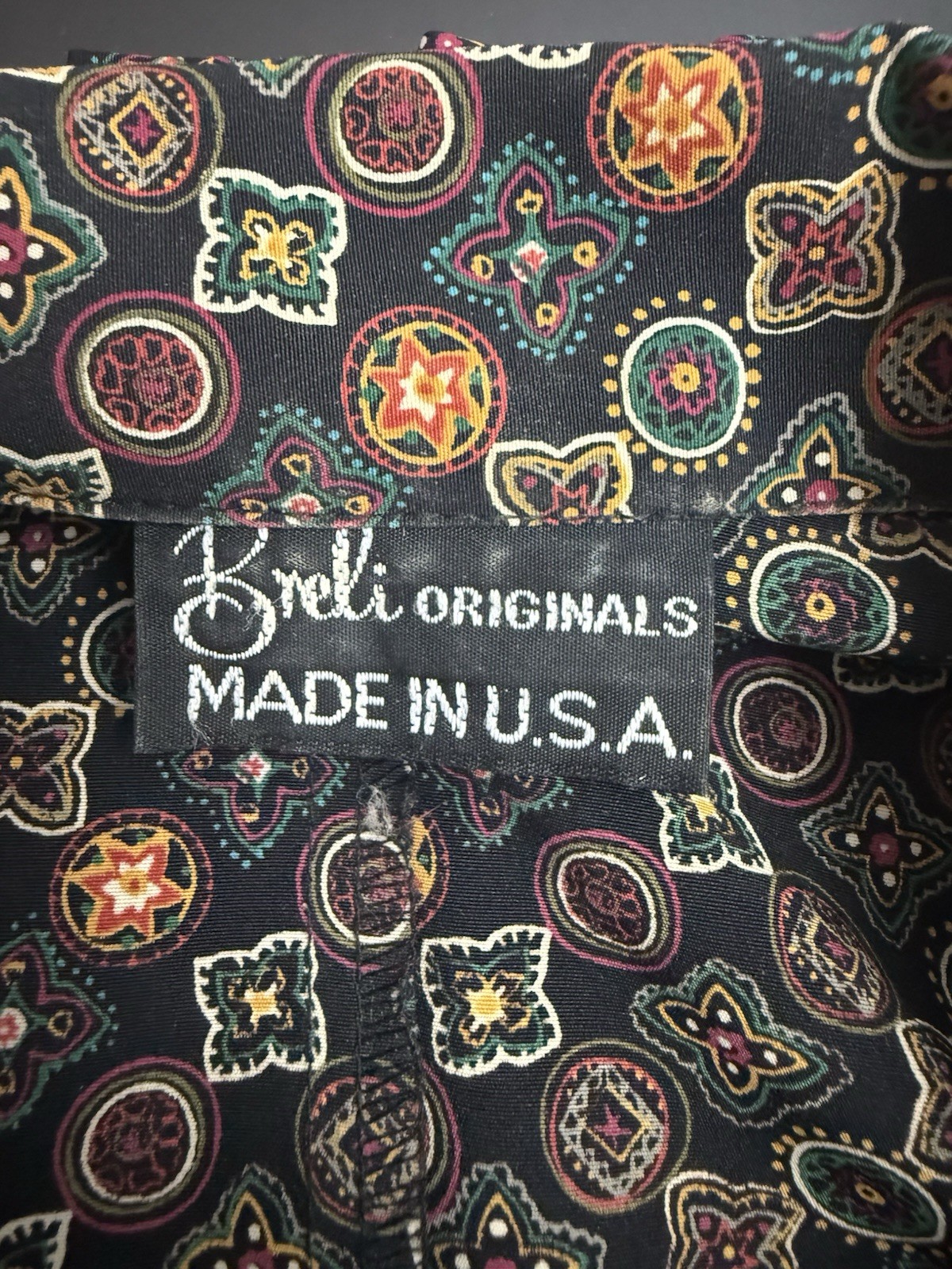 Vintage Breli Originals Dress Womens 16Paisley Belted Made USA 80s