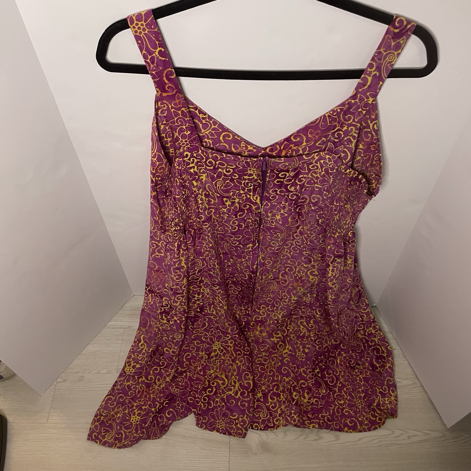 Vintage Womens Endeavour Dress XXL Fuchsia And Yellow Floral Pattern Sun Dress