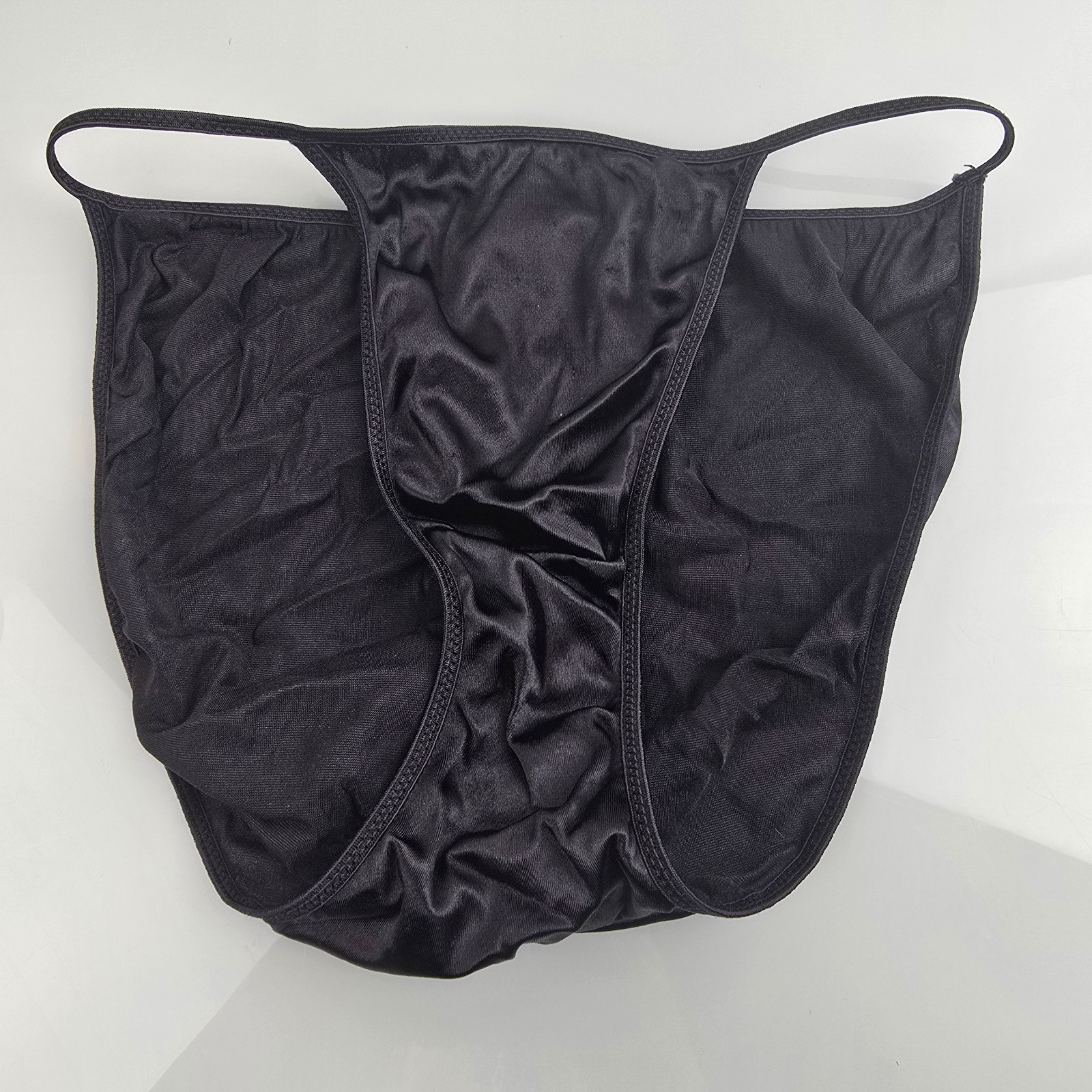 Vintage Wet look Faux Leather Second Skin Satin String Bikini Panty Small READ