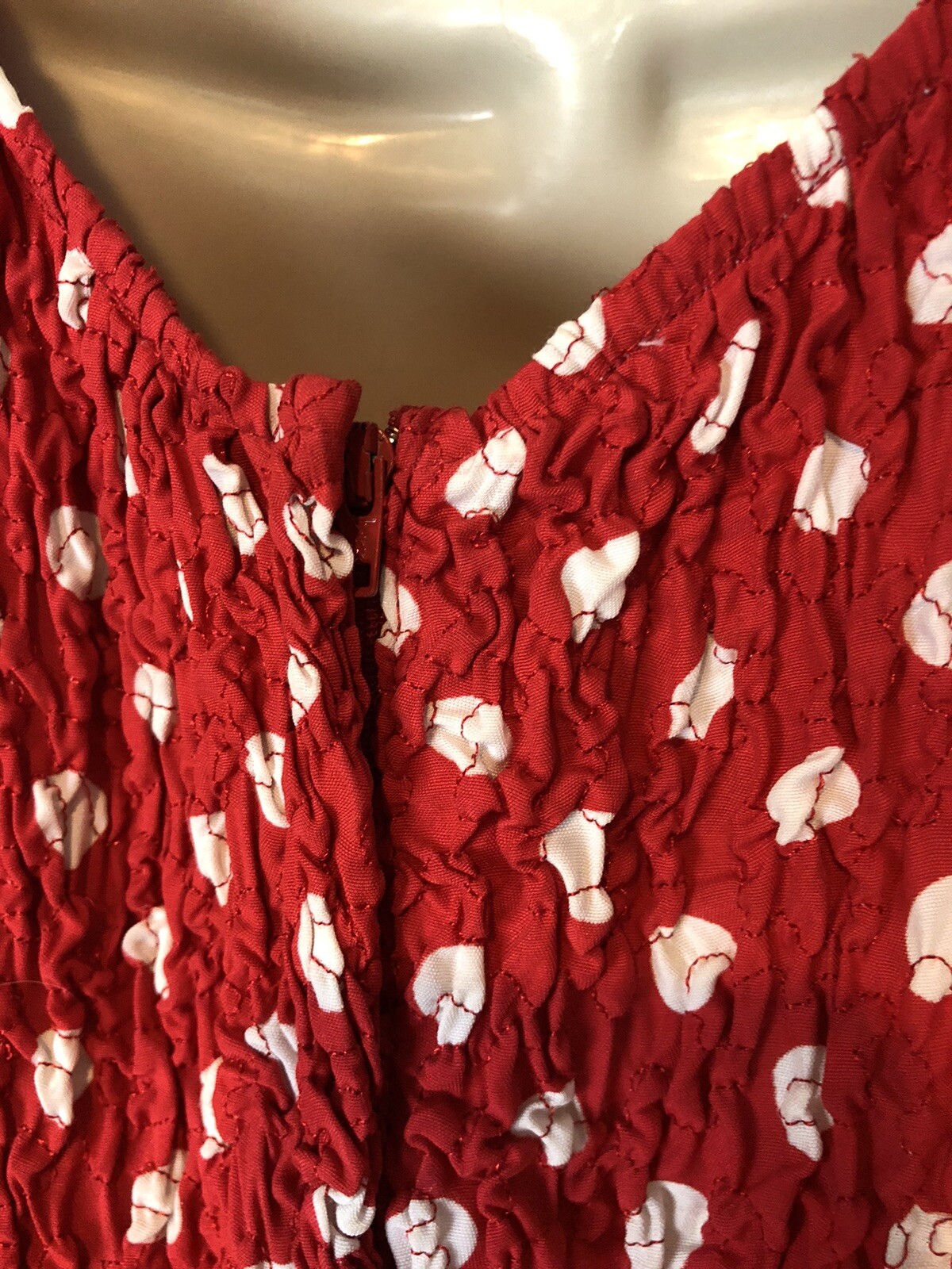 Vtg CREATIONS JOSEPH RIBKOFF red white dots Romper Dress ,shorts – Size 10