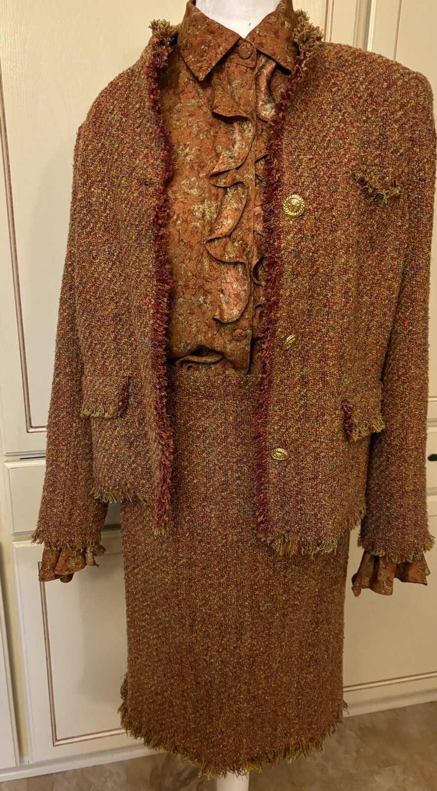 Vintage 60’s Tweed Skirt & Jacket Blouse William Pearson Designer Stunning! Sz 8