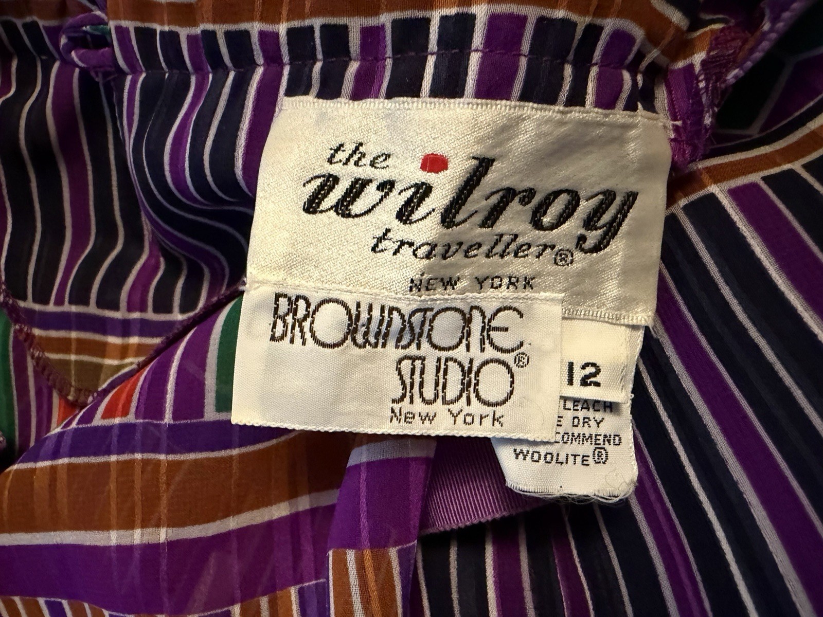 Vtg Willroy Traveler Graphic Print Bold Colors Sheer Set Dress Skirt & Top 36/30