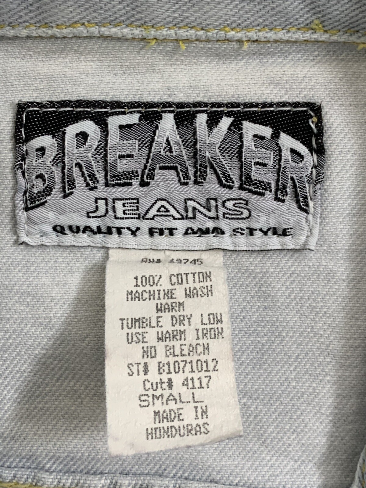 Vintage Breaker Jeans Light Wash Blue Denim Vest