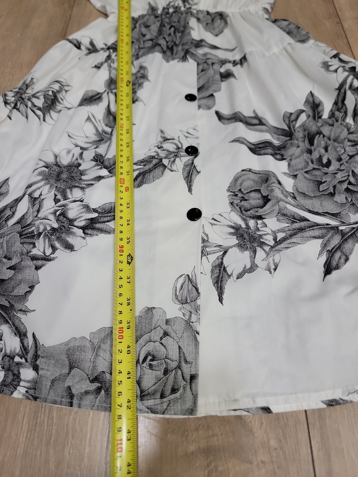 Vintage 80s Black White Floral Shirt Dress Belted Tea Party Cottagecore