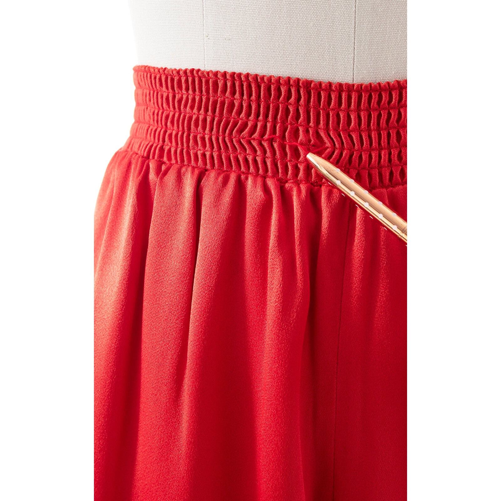 Vintage 1970s Dress Pants 70s Red Satin High Waist Wide Leg Studio 54 Trousers