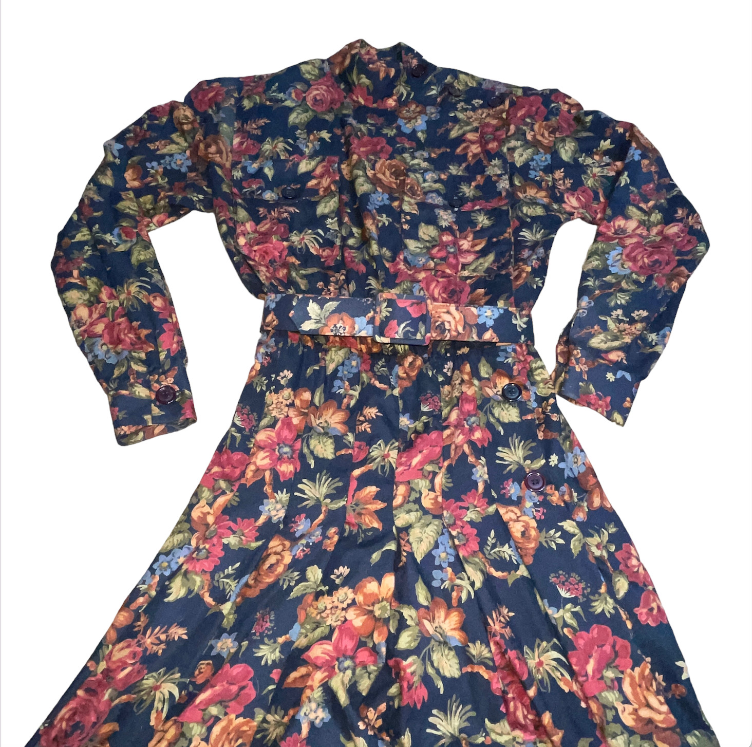 Vintage 80s Viscose Black Floral Dress By Jackie Bernard For Eklektic Size 4