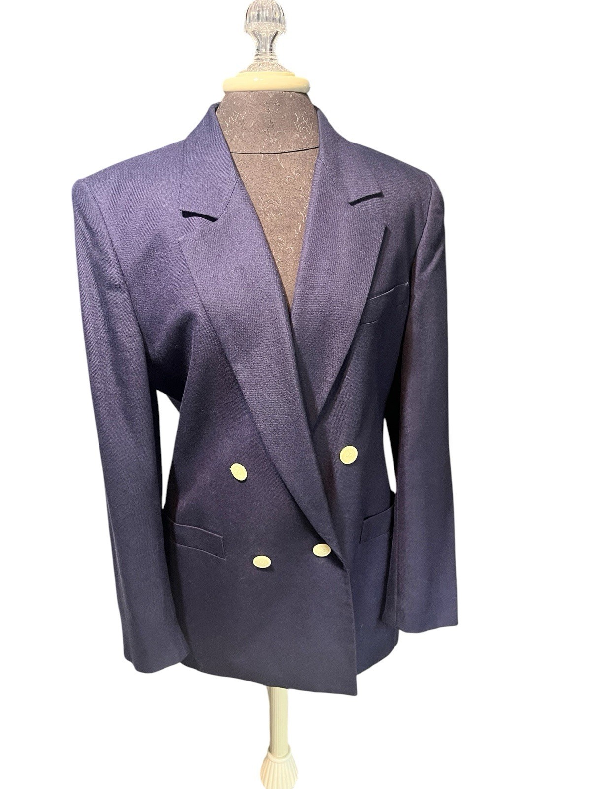 Vintage 1980s Saville Navy Double Breasted Blazer Size 8 Old Money Nautical