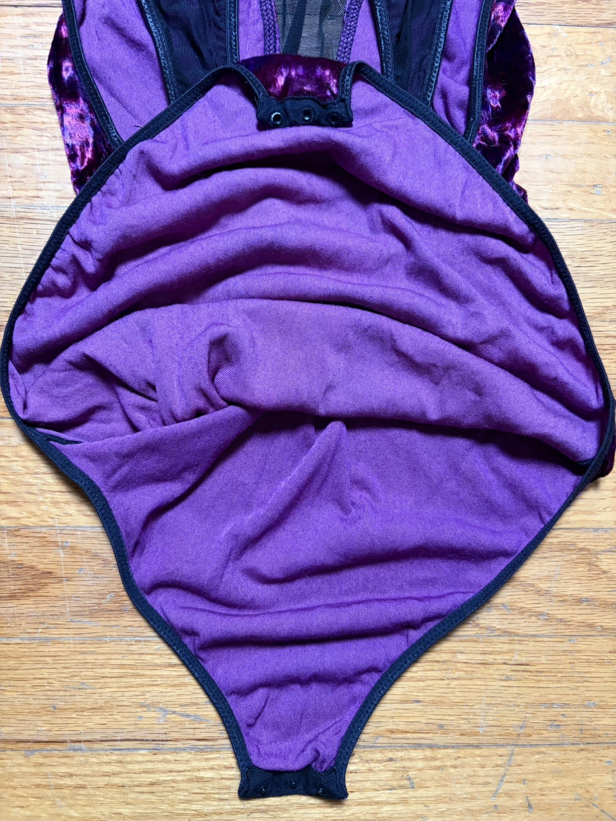 Vintage 80s VS Gold Label Velvet Mesh High Neck Bodysuit Teddy Sz M