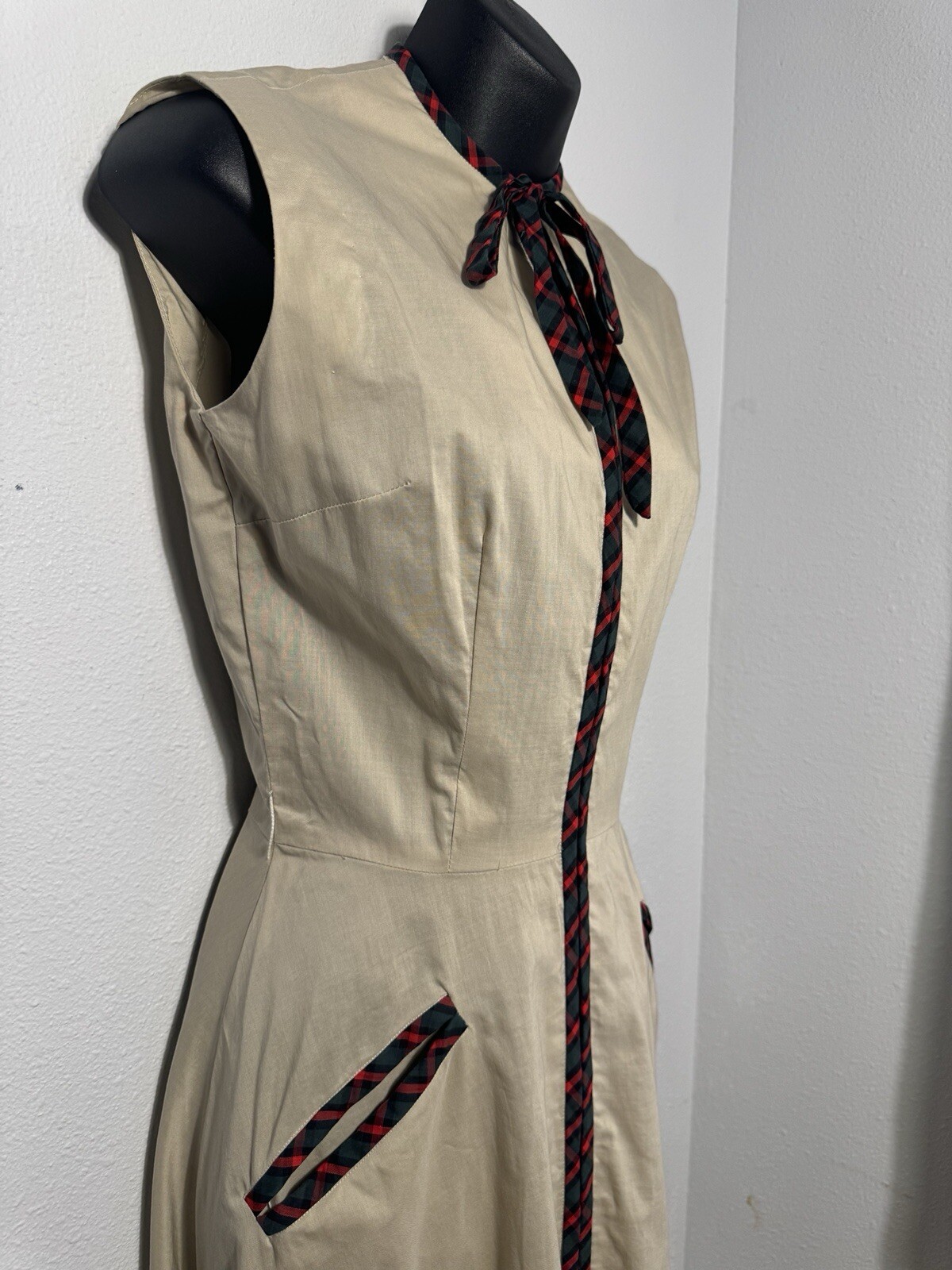 Nancy Greer House Dress Tartan Accent VTG