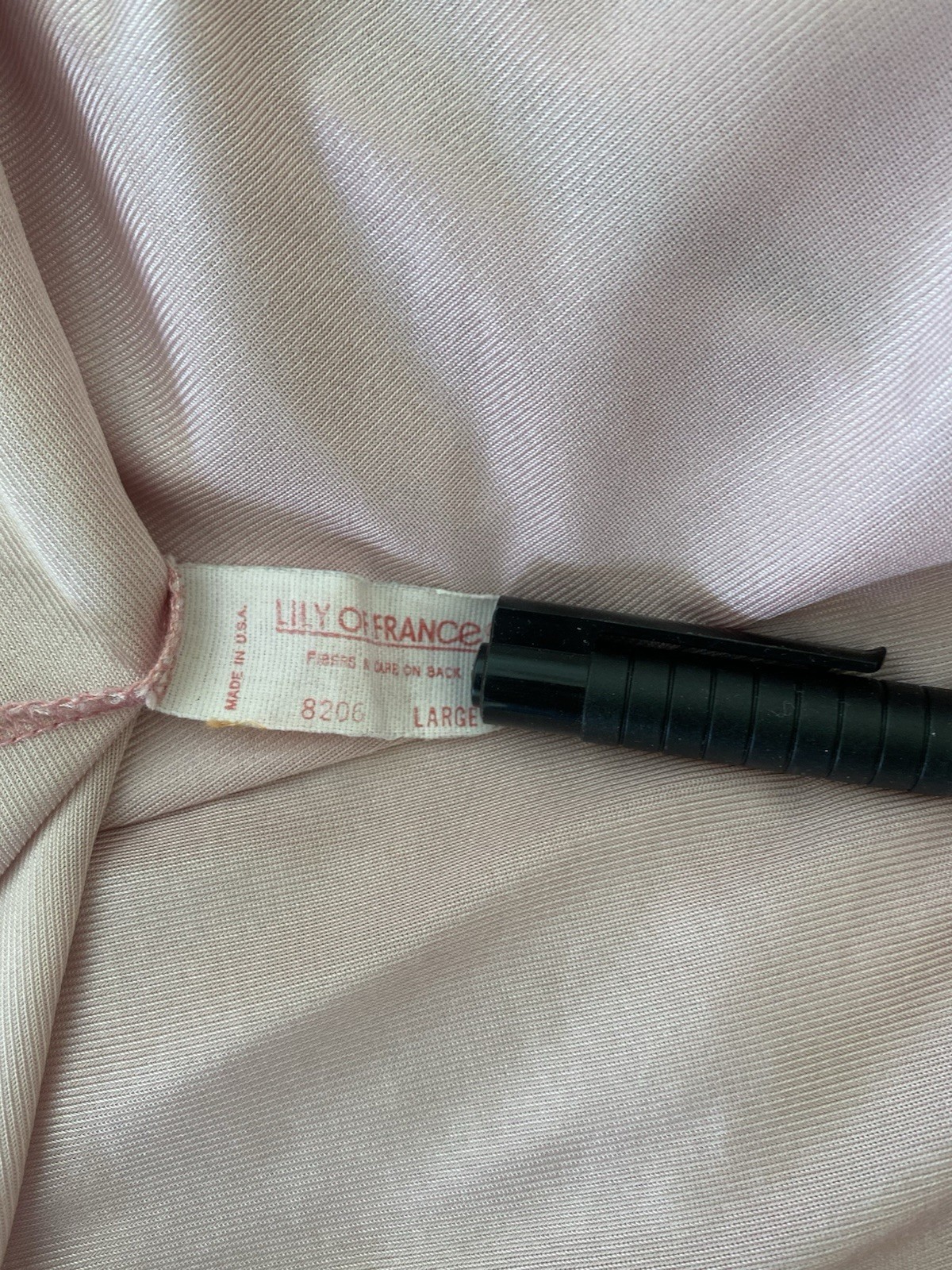 VTG Lily Of France Pink Nylon Robe Lace Accordion Pleating Necktie Large
