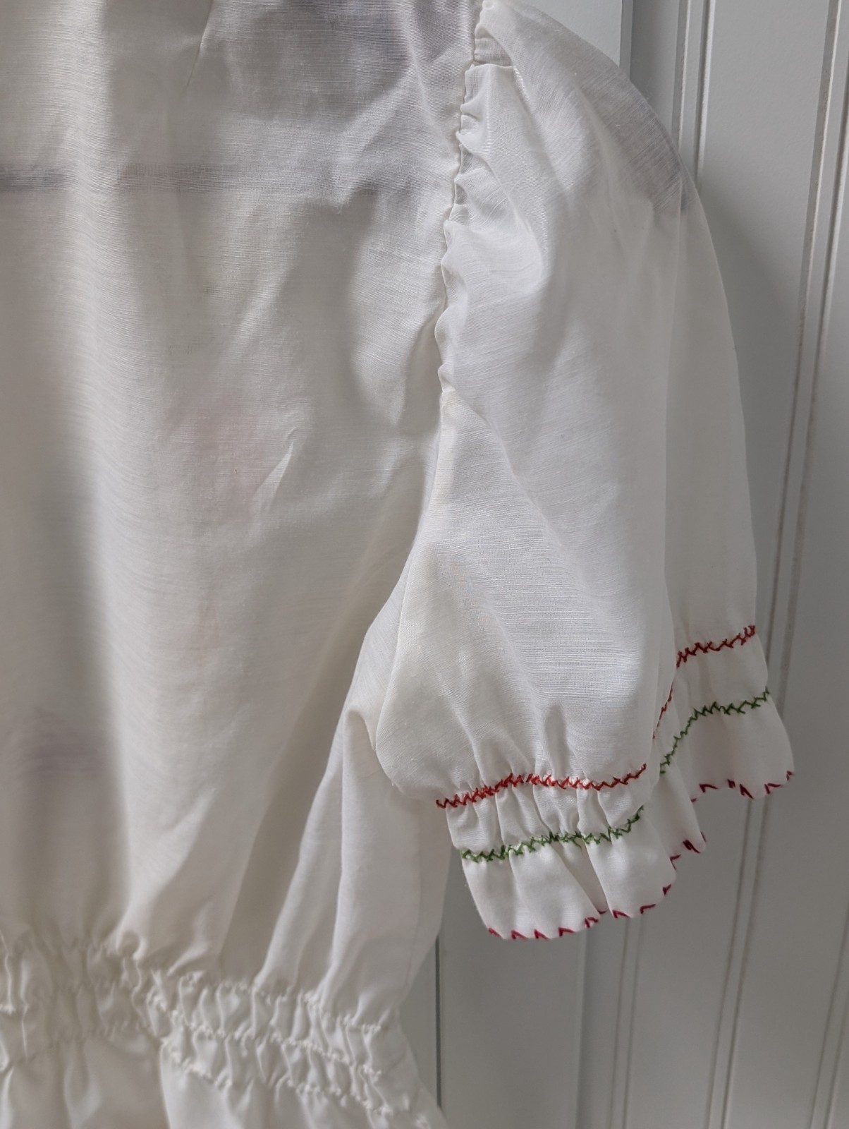 Small Cotton Hungarian Peasant Folk Top Blouse Vintage Antique Embroidered