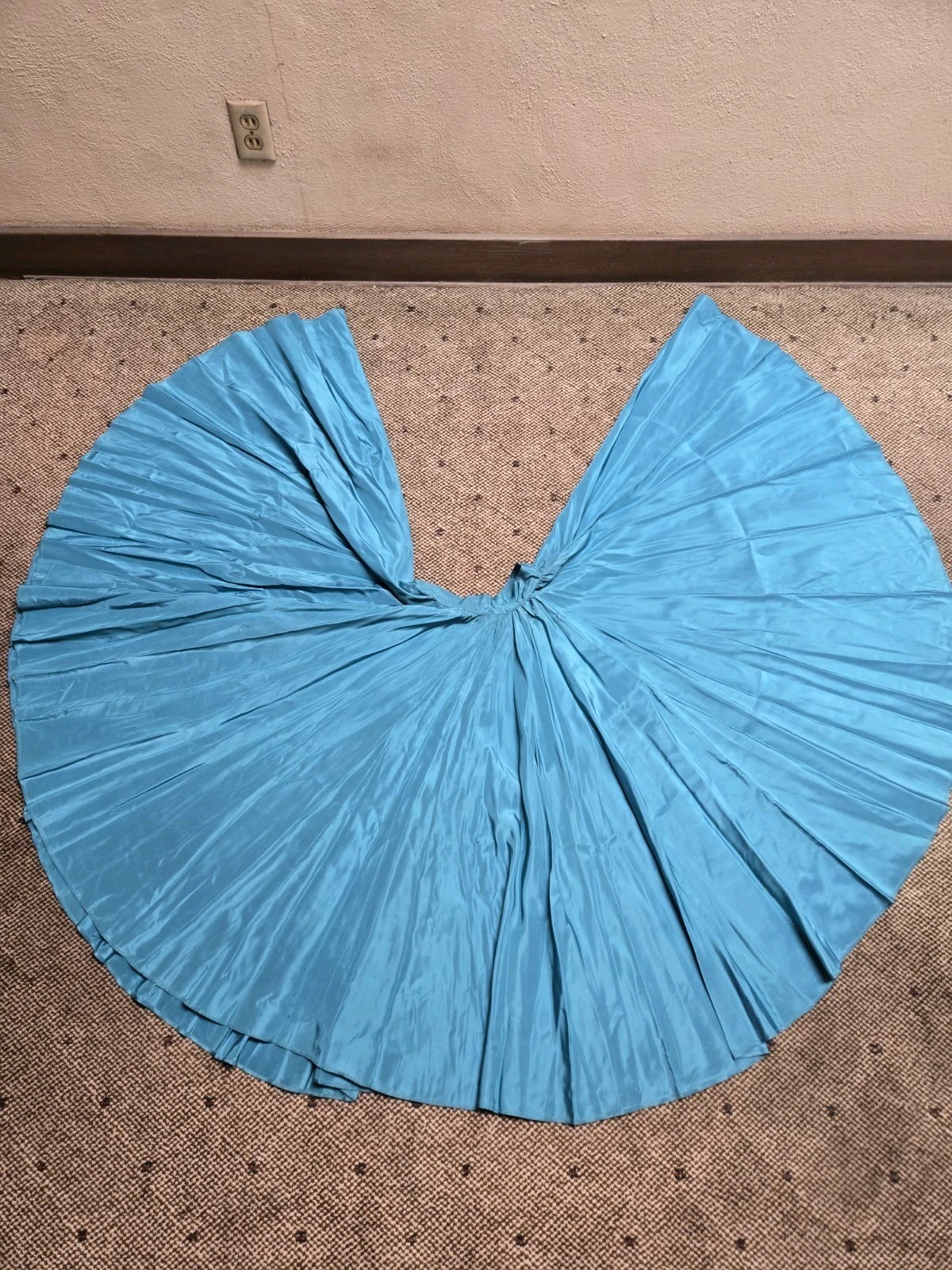 Vintage 30s 40s Turquoise Rayon Huge Sweep Circle Skirt High Waist Talon sz XS