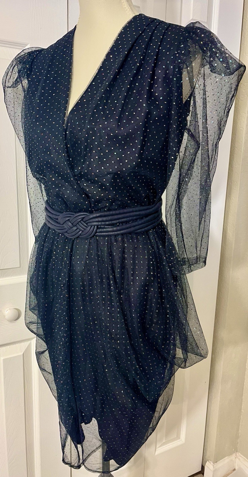 Glenrob Sparkling Tulle Art Deco Black Dress 7/8 Or S Glam Rock Siren