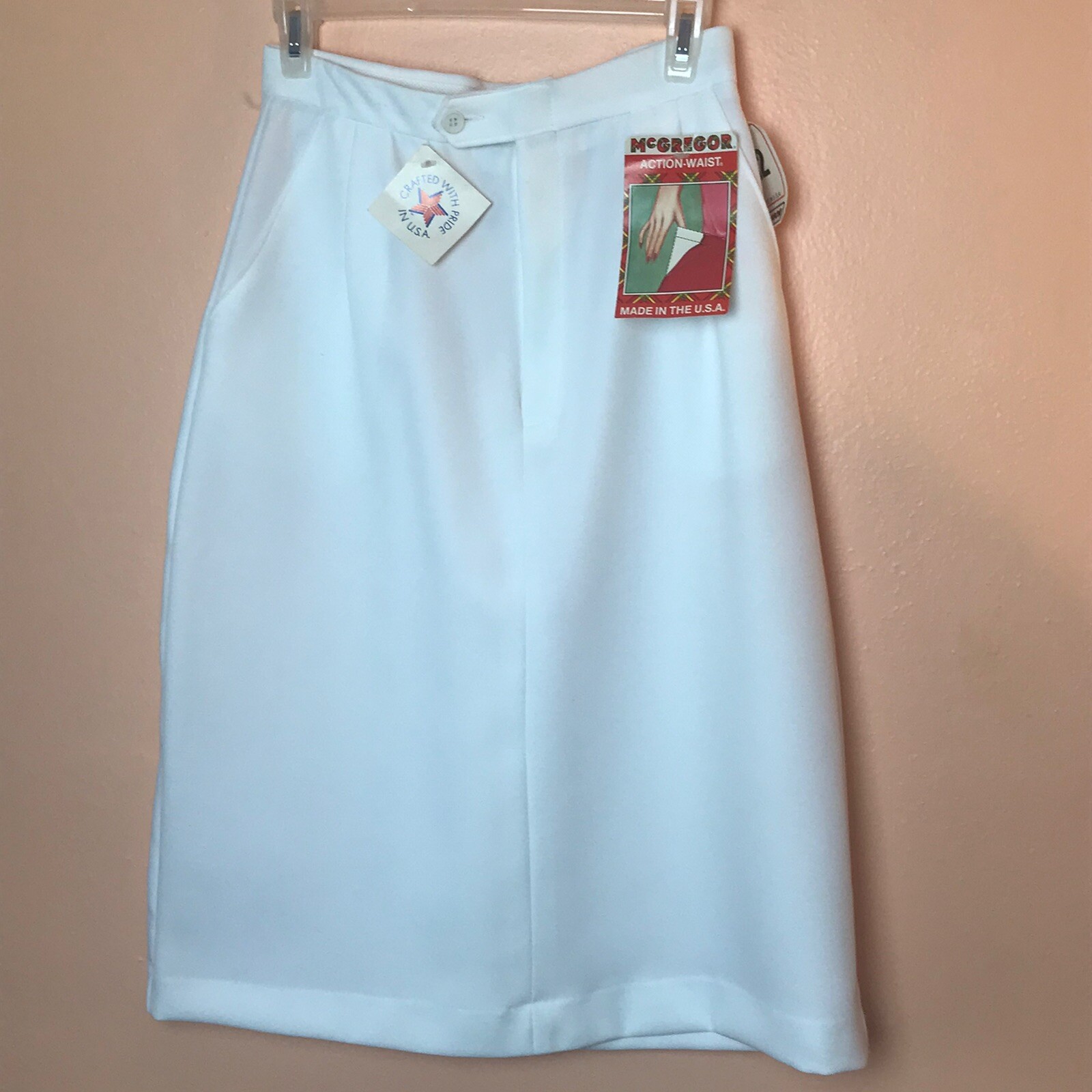 McGregor Action Waist White Nursing Skirt Vintage NWT Made In USA Size 12
