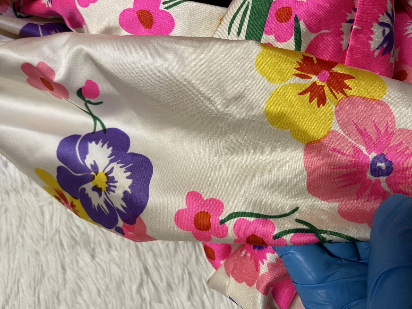 Vintage Joan Leslie for Kasper satin high neck floral maxi dress