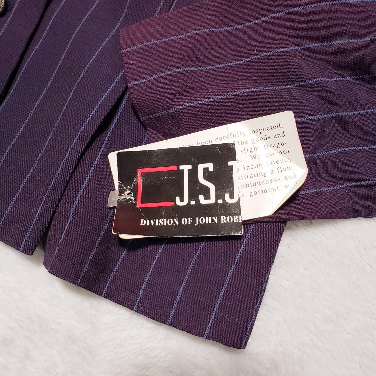 Vintage JSJ Petite Jacket Blazer Purple Pinstripe Womens Sz 4 NWT Made USA NWT