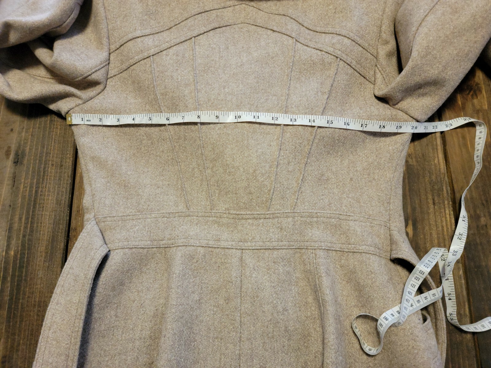 Vtg Country Pacer Wool Long Belted Shearling Fur Collar Women’s Coat Sz L