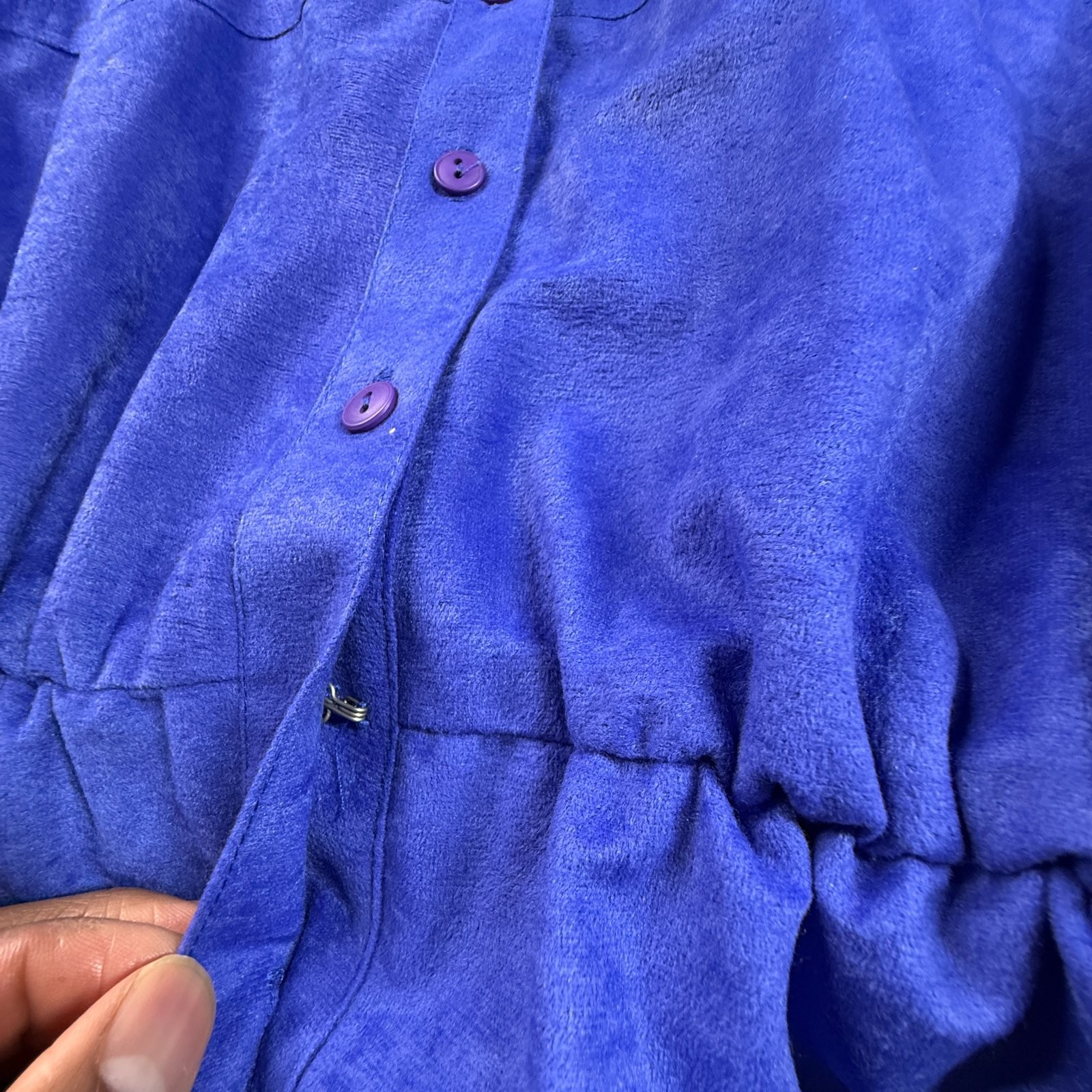 Vintage Petites by Willi 80s Blue Velvet Dress Belted Women’s 12 Retro NWT
