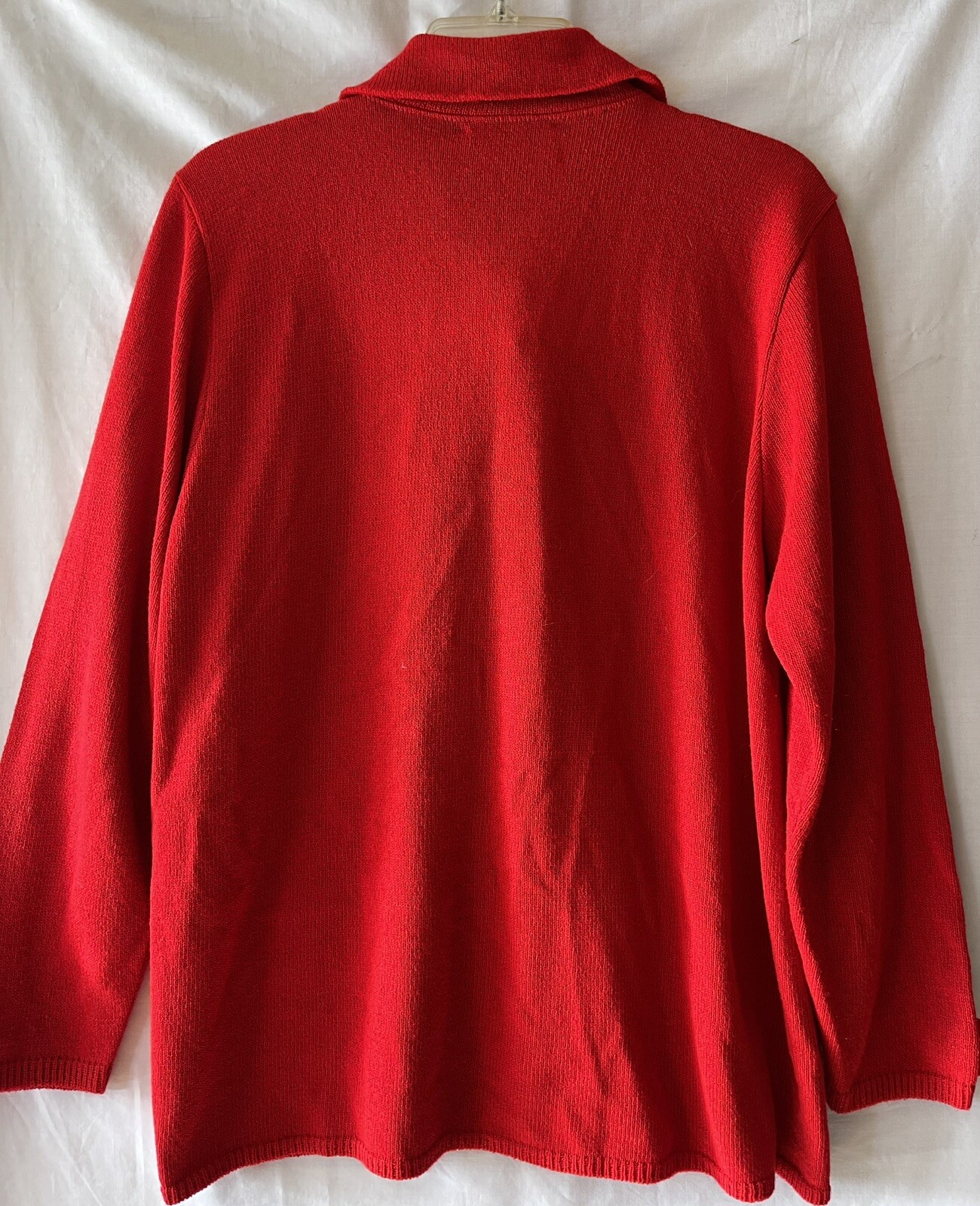 VINTAGE LAURA by ALYZIA, Women’s L Red Cardigan Sweater Knit Flower Accents
