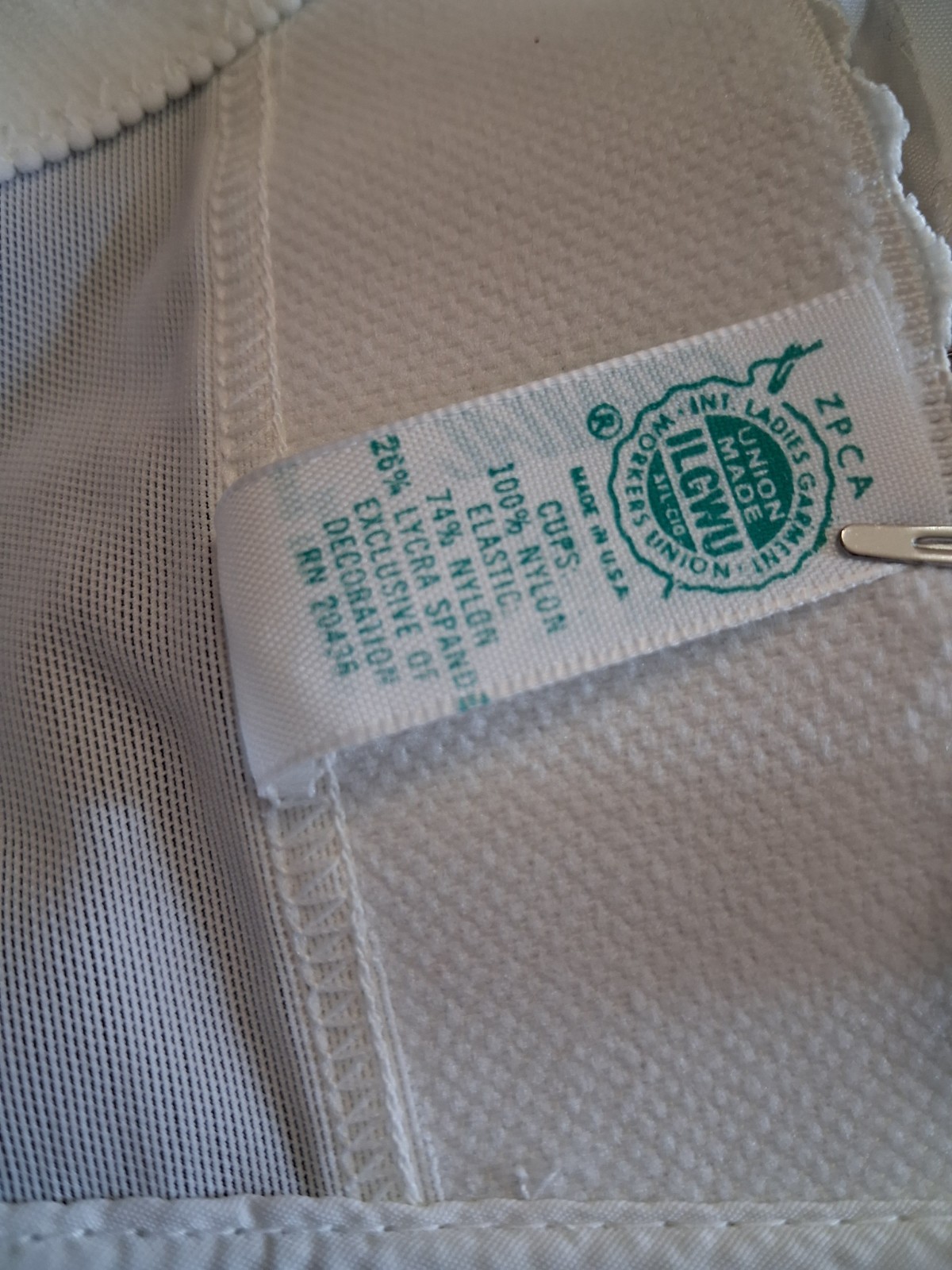 Vintage Carnival Bra 36C White Longline Bustier Nylon Pinup Sissy Union Label