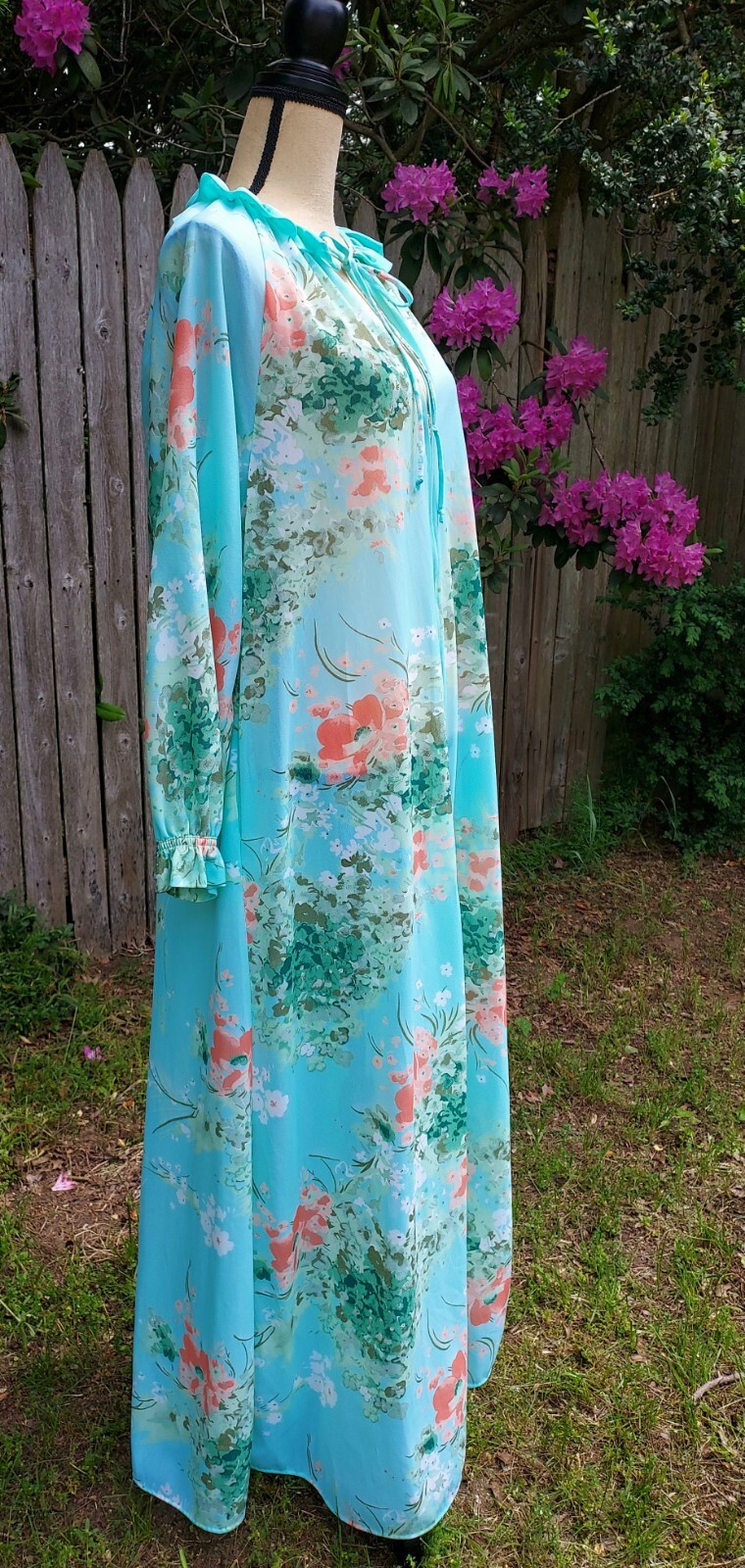 Vintage The Fashion Place Sears Floral Zip Front Nylon Nightgown Robe Size S