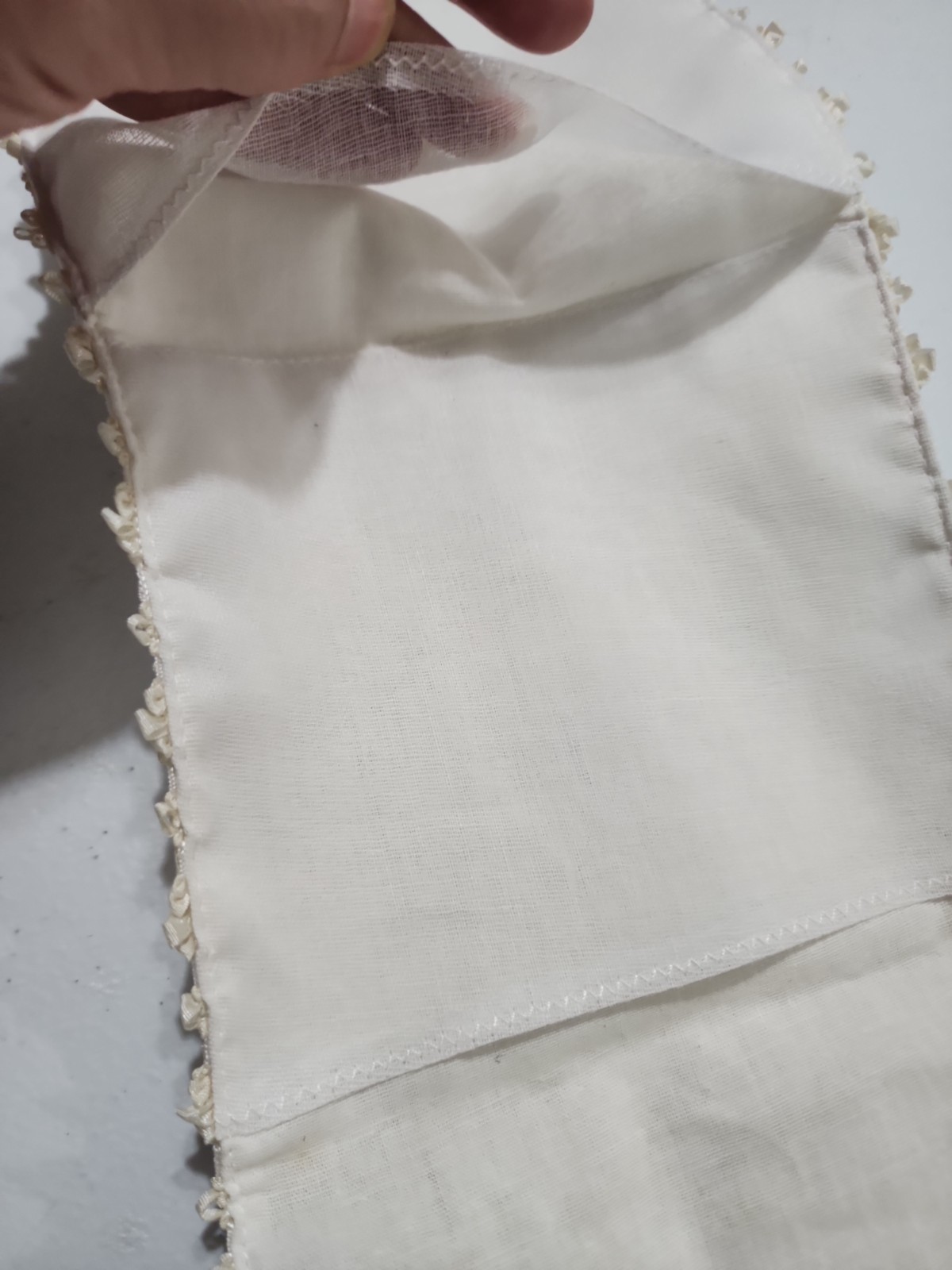 Antique 1920’s Linen Lingerie Hankie bag With Floral Applique Beads, Envelope