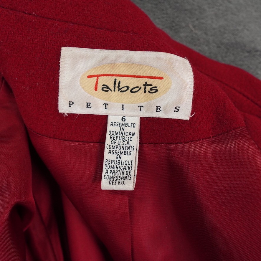 VTG Talbots Wool Toggle Duffel Coat Womens 6 Red Petite Removable Hood Gorpcore