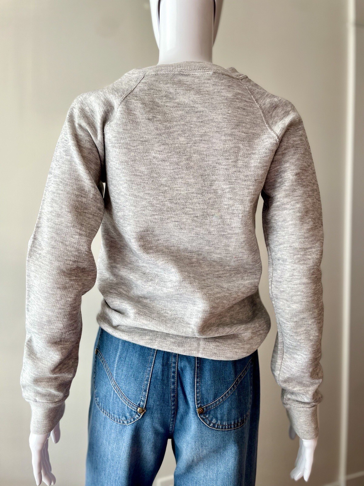 Vintage S 80s Sweatshirt Crewneck Heather Grey Native American Horse EUC