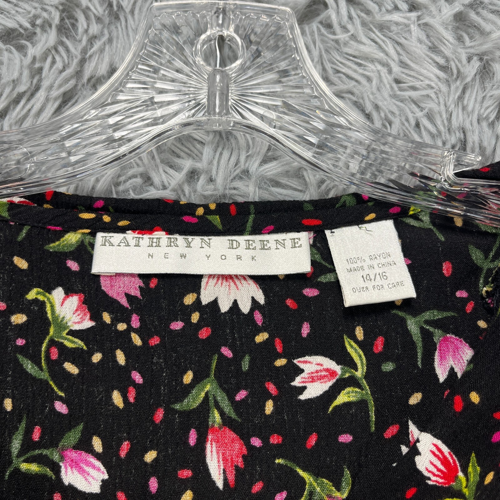 VTG Kathryn Deene Blouse Womens 14/16 Floral Button Peter Pan Collar Cottagecore
