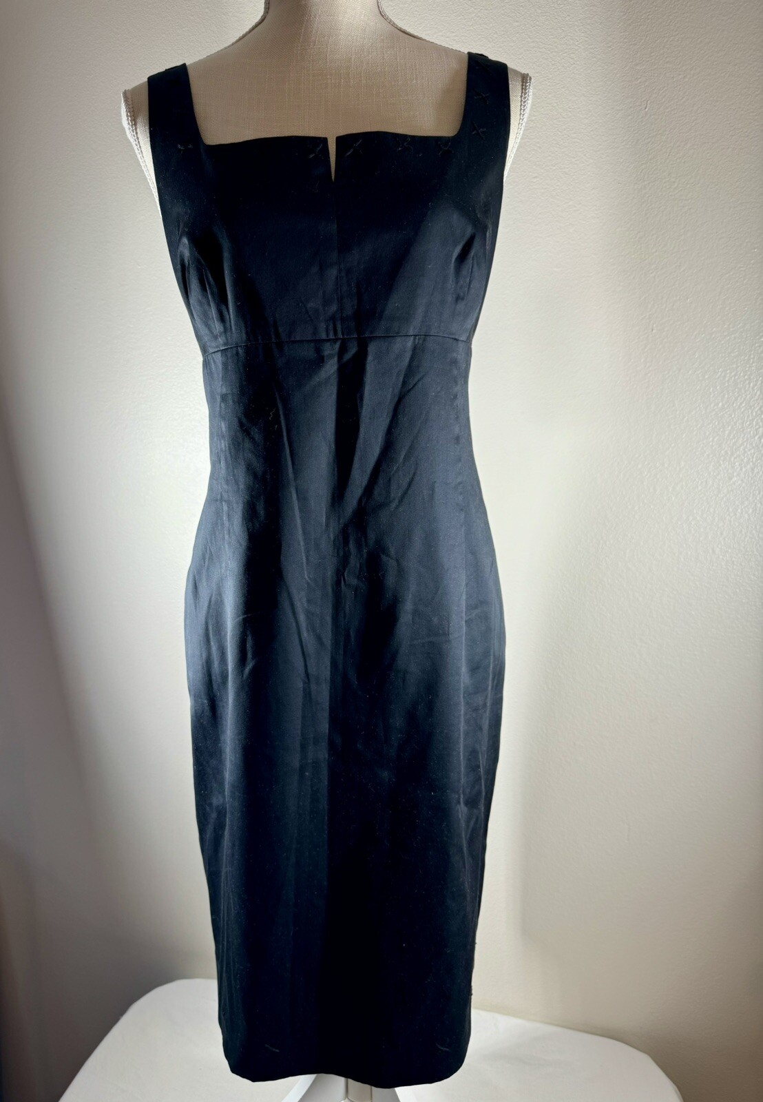 Y2K LIZ CLAIBORNE DRESS Black Sleeveless Cotton Sheath Fully Lined Size 12