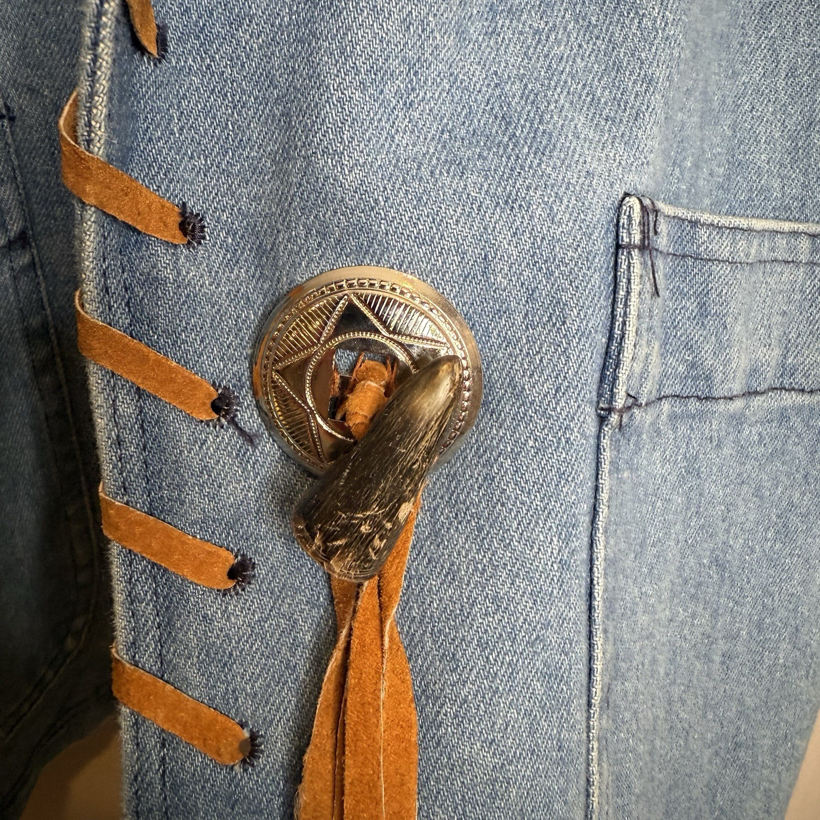 Vintage 80s Denim Western Oversized Jacket, Size S