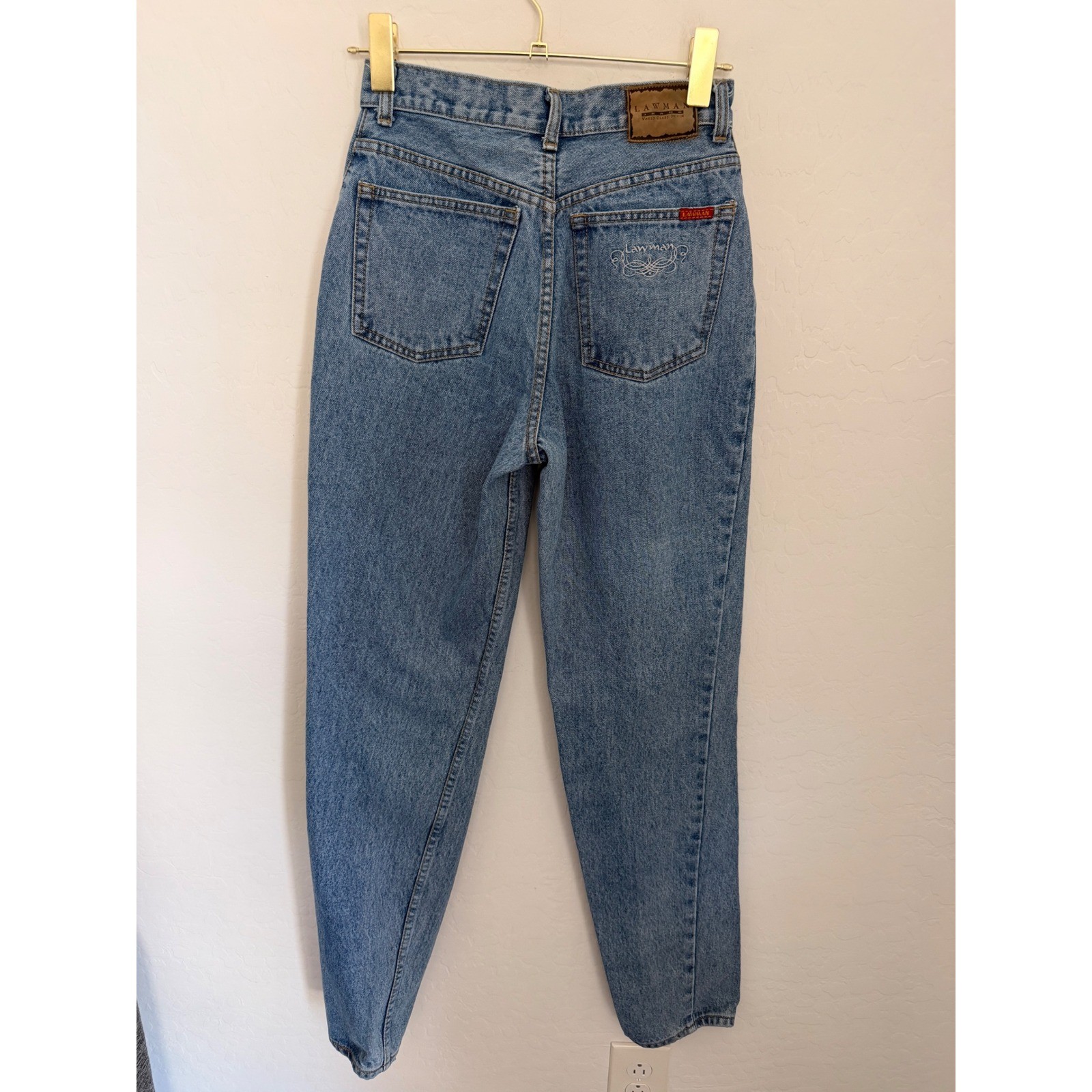 Vintage Lawman World Class Denim High Waisted Tapered Leg Jeans Medium Wash 7 27