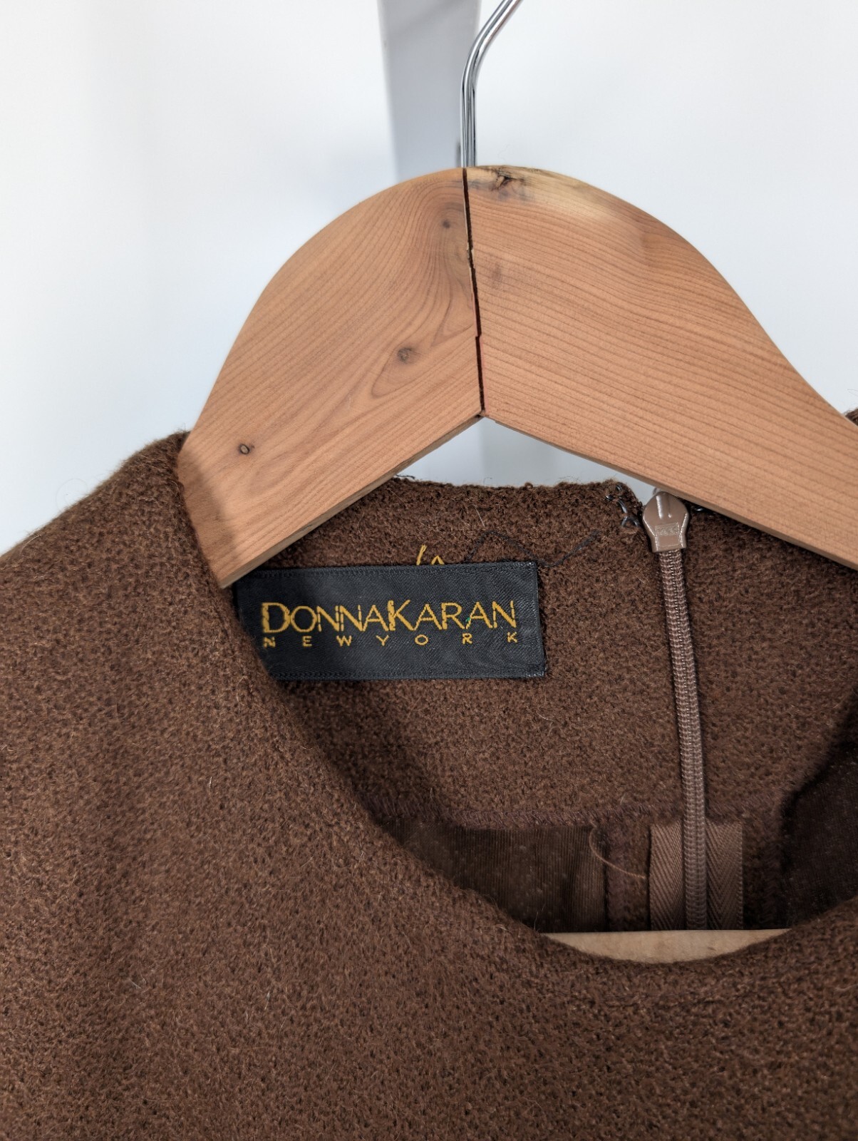 Donna Karan Vtg 80s 90s Alpaca Wrap Apron Knot Tie Dress Collection Runway