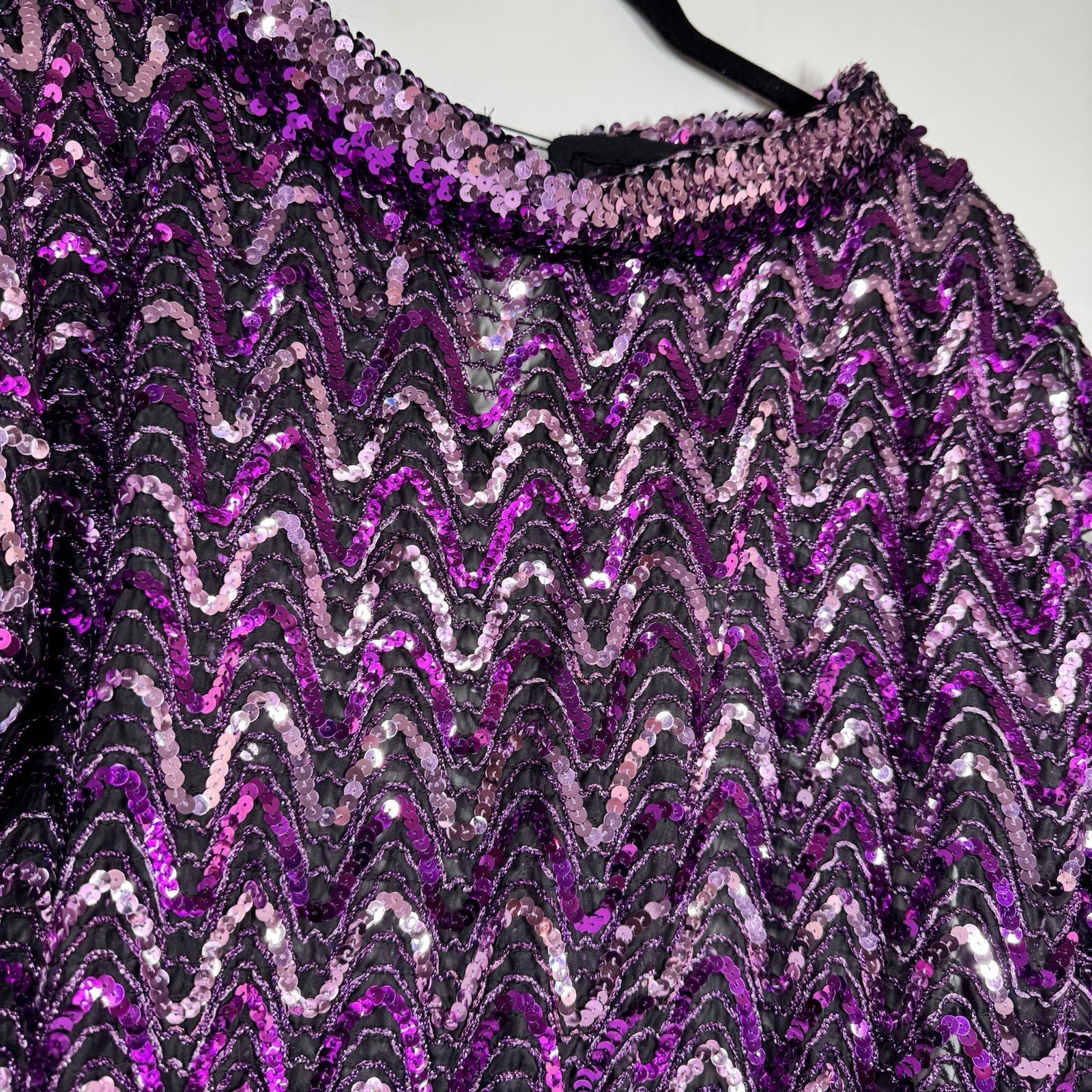 Vintage Rob Hill For Mister Jay SZ M Sequin Dolman Sleeve Top Cowl Neck