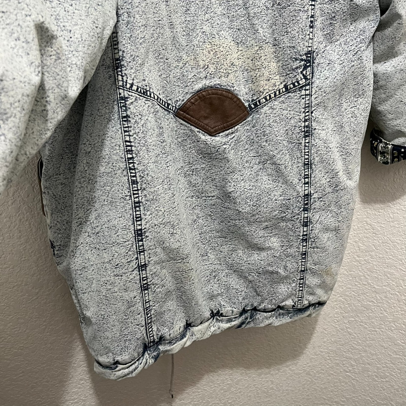 Vintage 80’s East West Acid Stone Wash Denim Coat Blue Jean Jacket Womens Sz XL