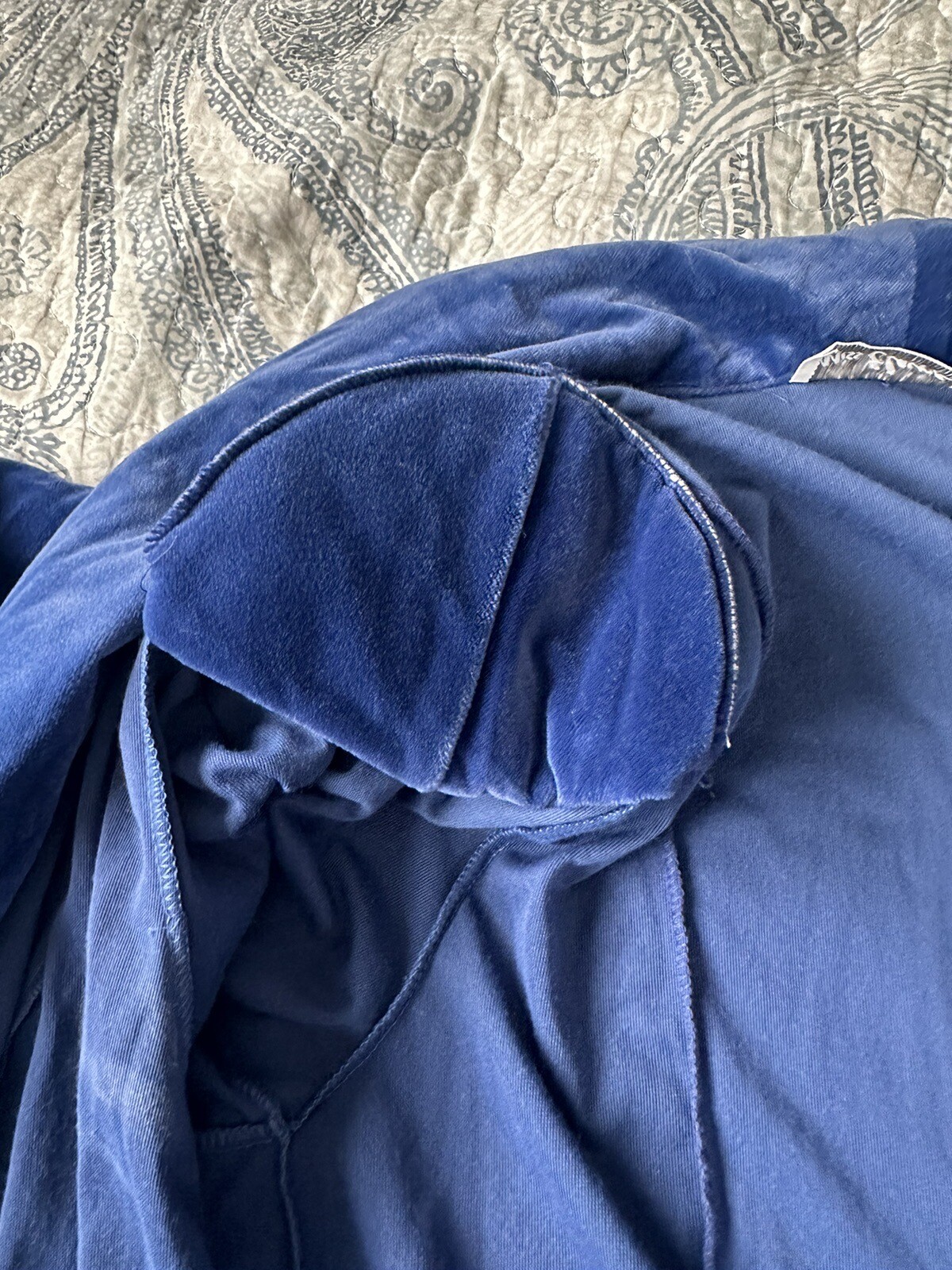 Vintage Miss Elaine Long Blue Velvet Bathrobe Double Button Very Regal- POCKETS
