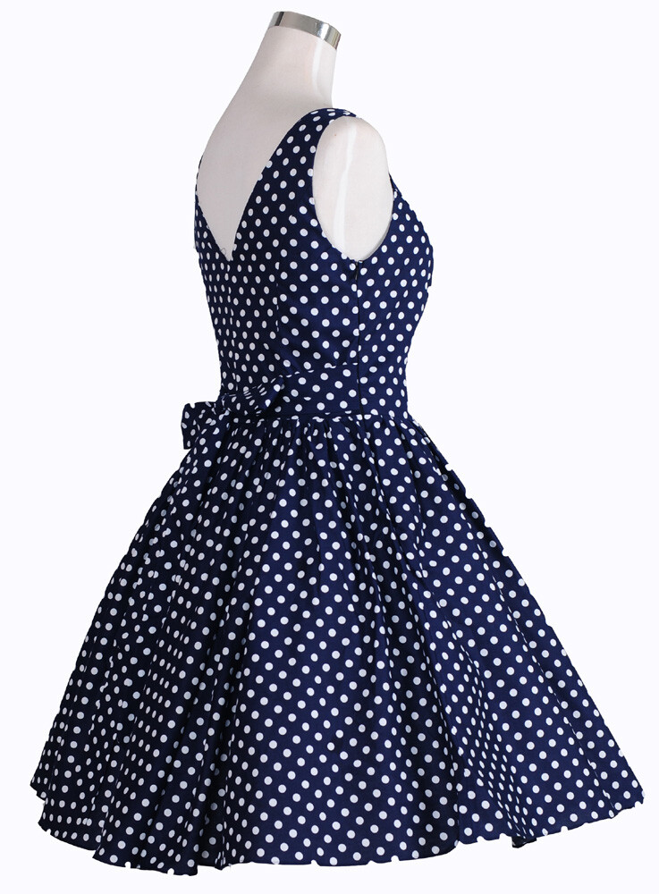 Retro Rockabilly 50s 60s Swing Vintage Dress Casual Print Floral Polka Dot Dress