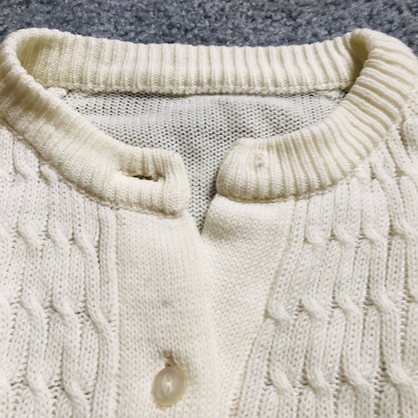 Vtg 90s Handmade Textured Knit Cardigan Women’s M White Buttons Coastal Cottage