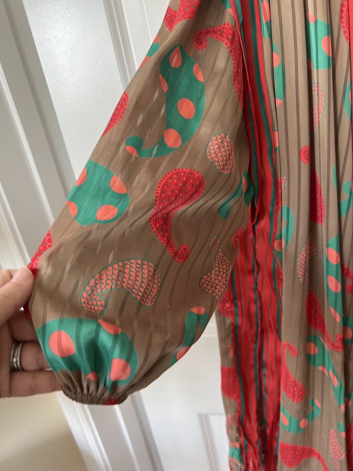 Judi Michael Seasons Pleated Polka Dot Dress Shoulder Scarf 1988 Size Medium