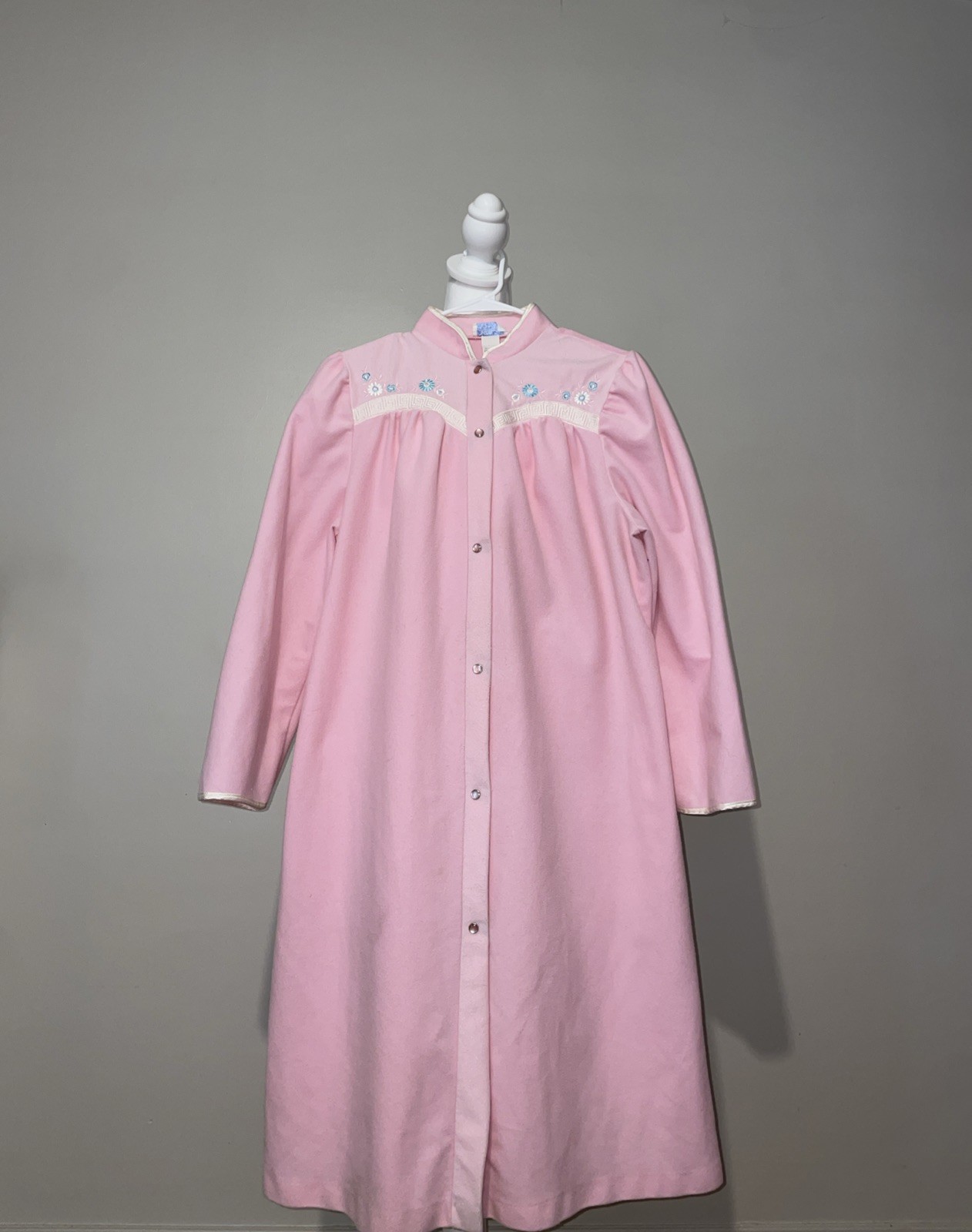 Vtg 1970s Wolverine Knitting Mills Pink Fleece Housecoat Robe ILGWU Union Made