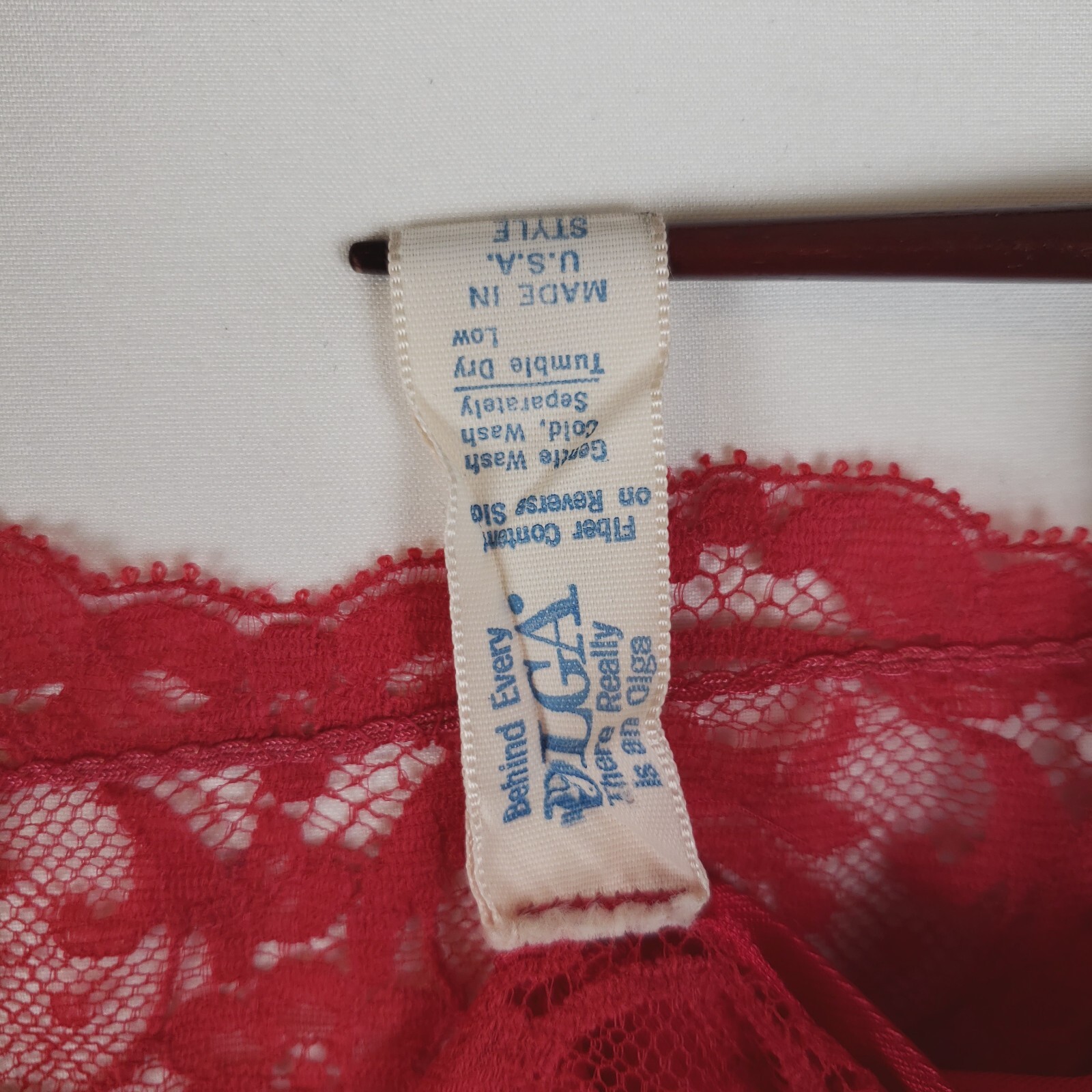 Vintage Olga Romper Womens Small Red 100% Nylon Lace Trim Spaghetti Straps *Flaw
