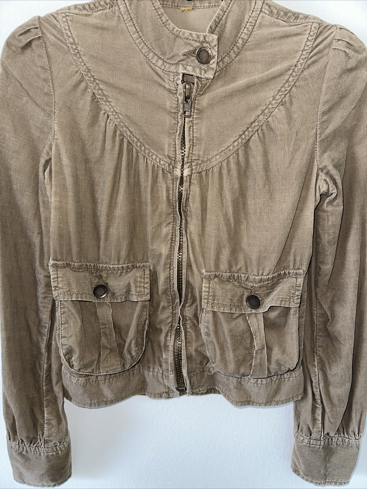 Vintage Y2K Corduroy Brown Jacket 2000s Style Size Small